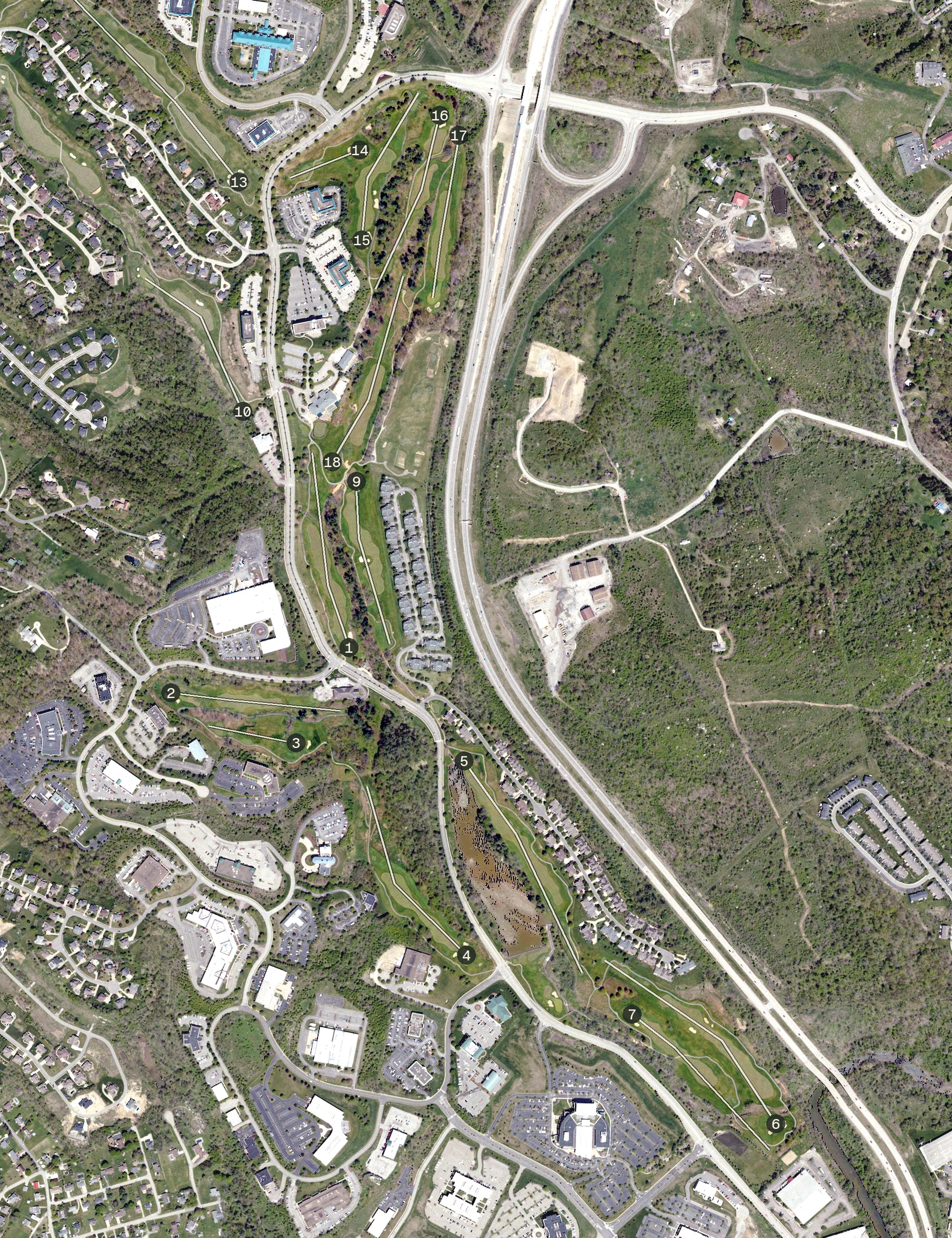 Aerial view of Southpointe Golf Club, PA