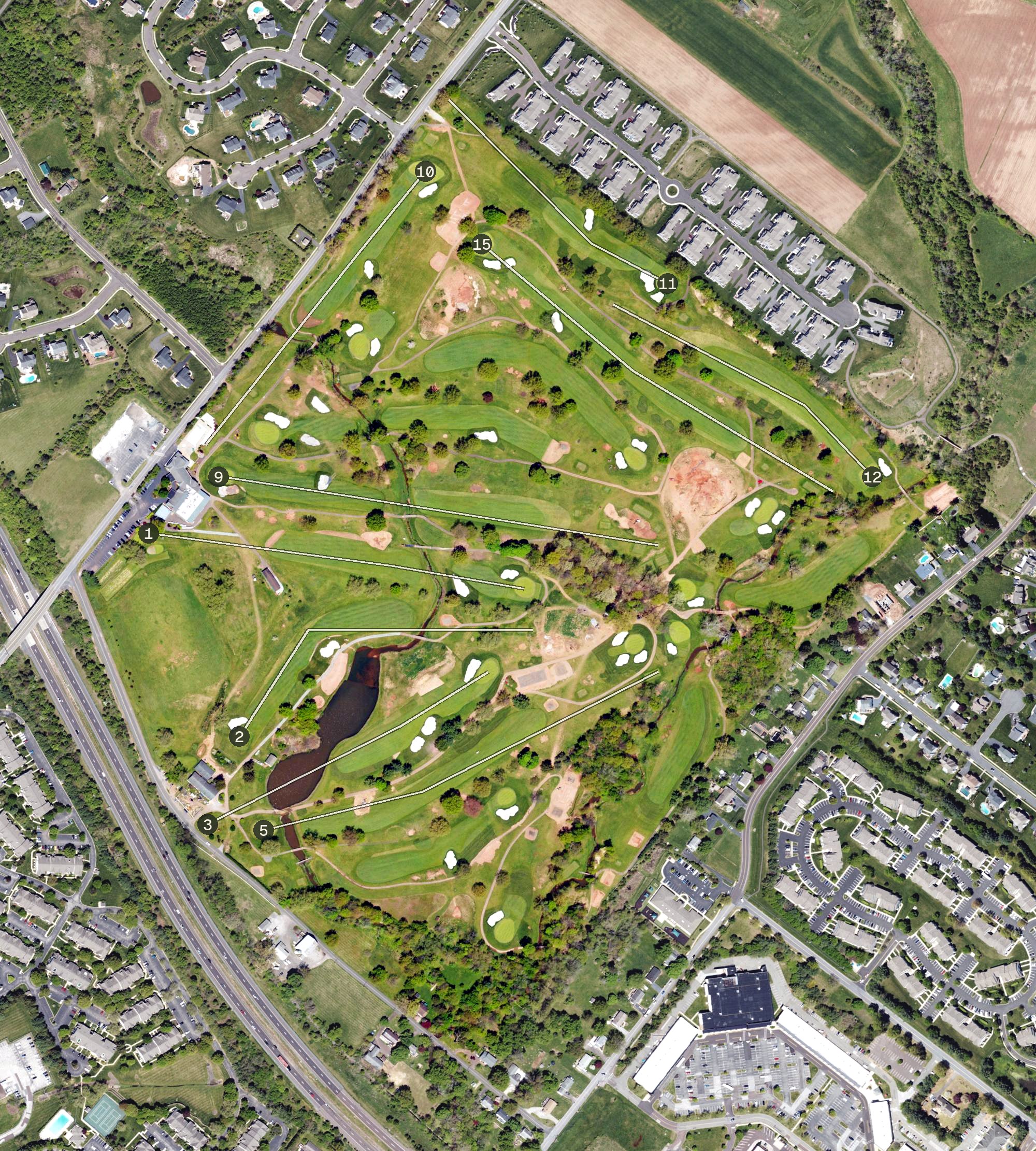 Aerial view of Spring Ford Country Club, PA