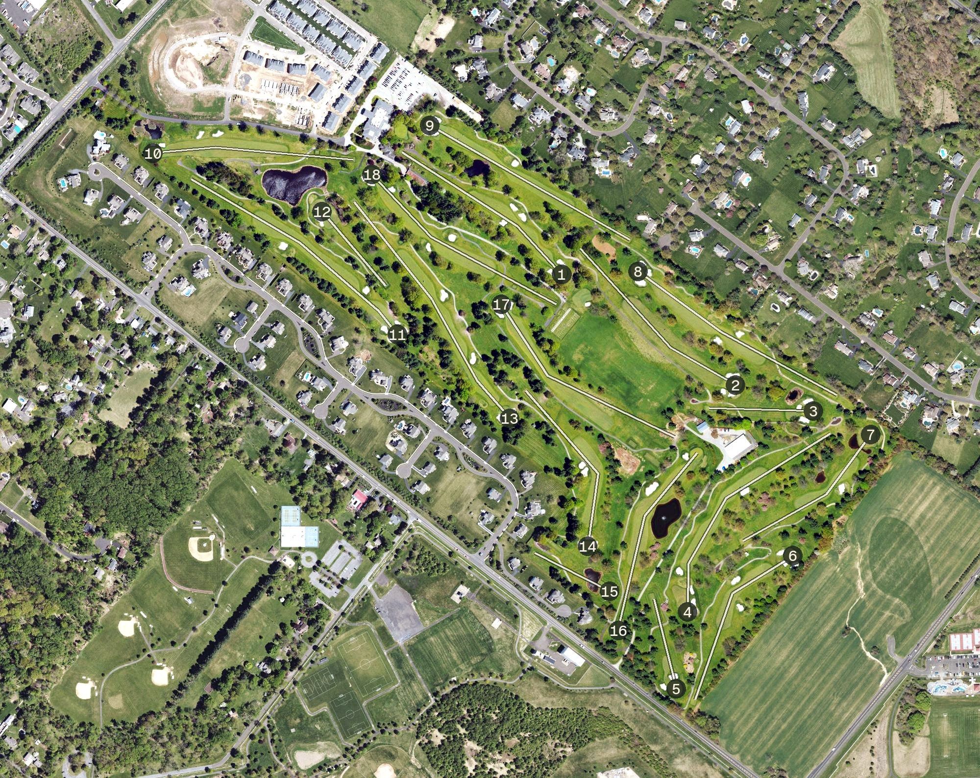 Aerial view of Spring Mill Country Club, PA