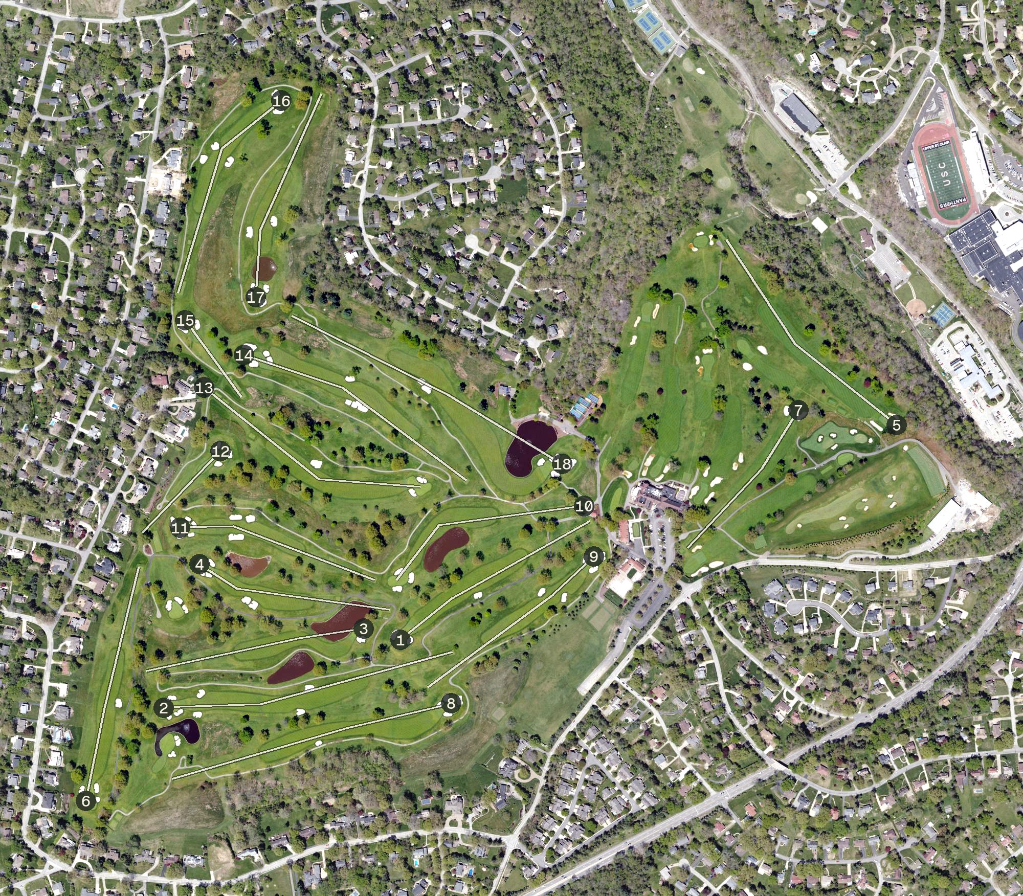 Aerial view of St. Clair Country Club, PA