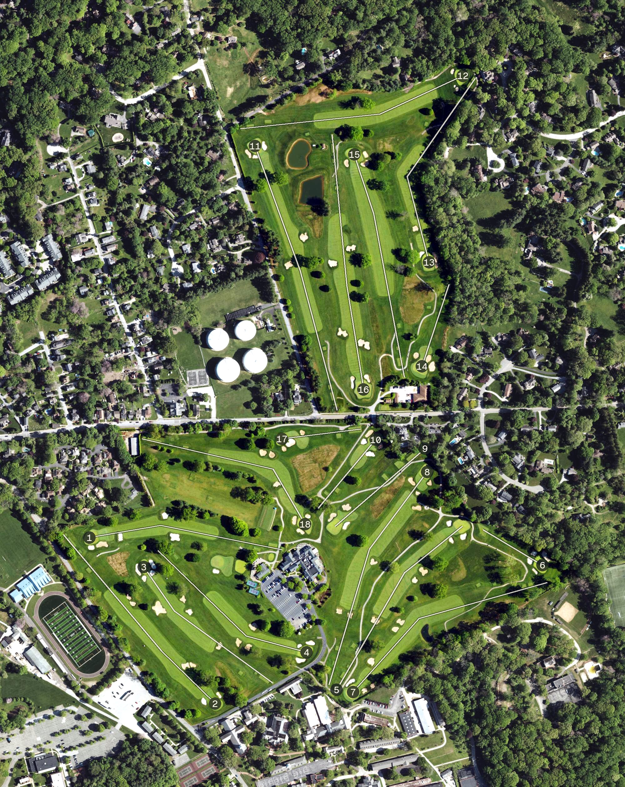 Aerial view of St. David's Golf Club, PA