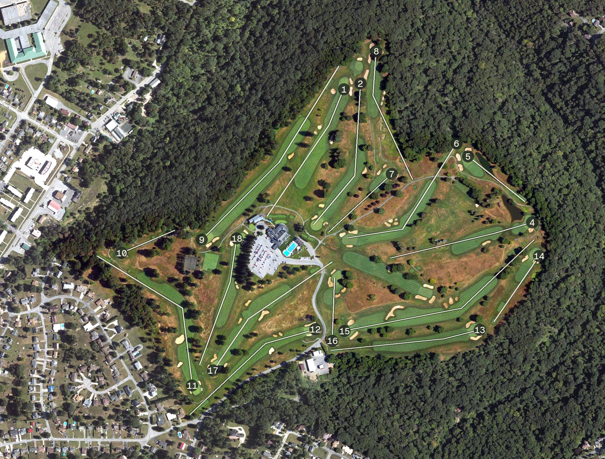 Aerial view of Sunnehanna Country Club, PA