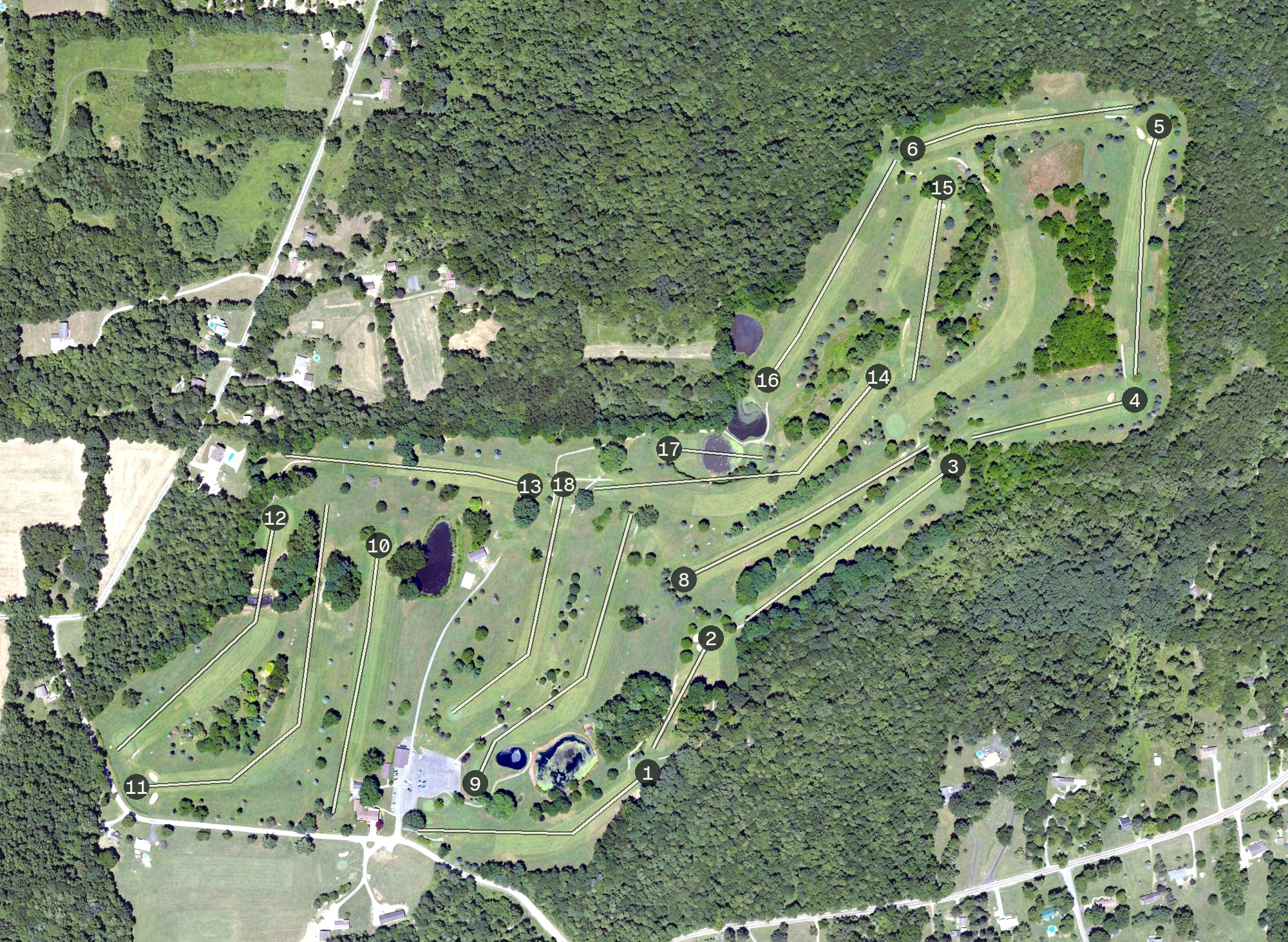 Aerial view of Tanglewood Golf Course, PA