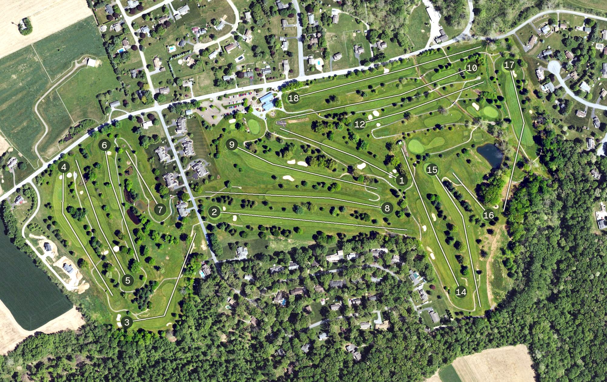 Aerial view of Tanglewood Manor Golf Club, PA