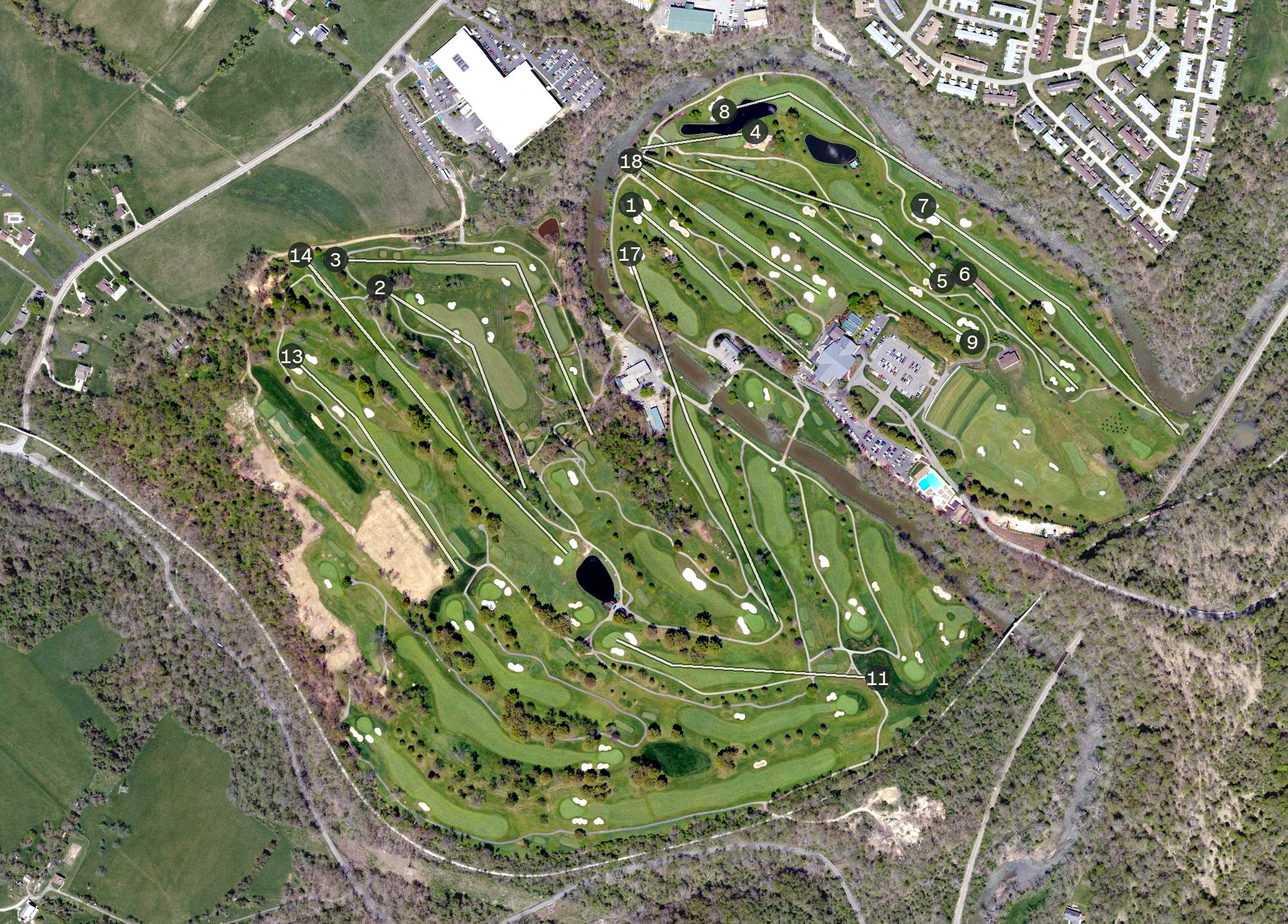 Aerial view of Valley Brook Country Club, PA