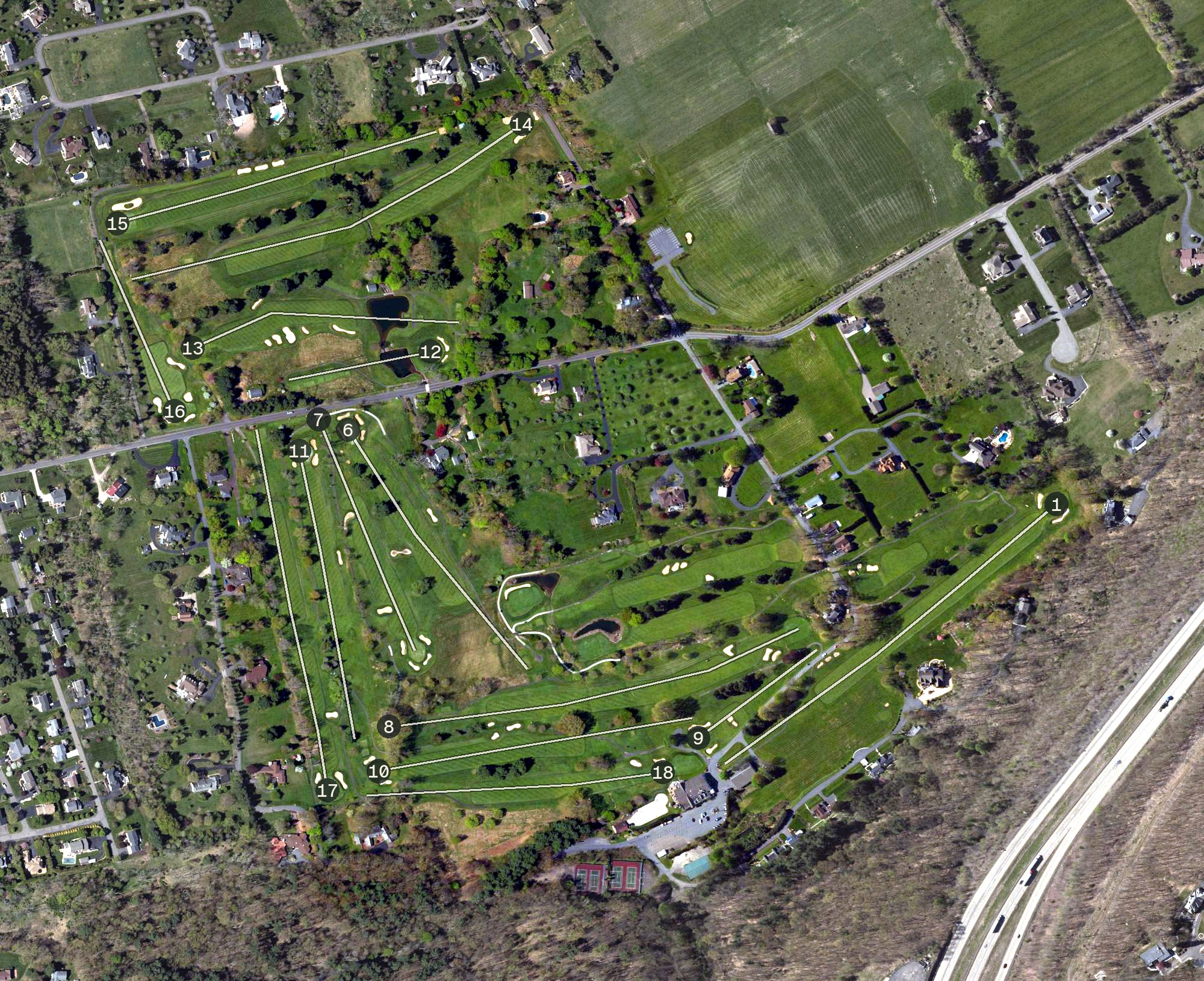 Aerial view of Valley Country Club, PA