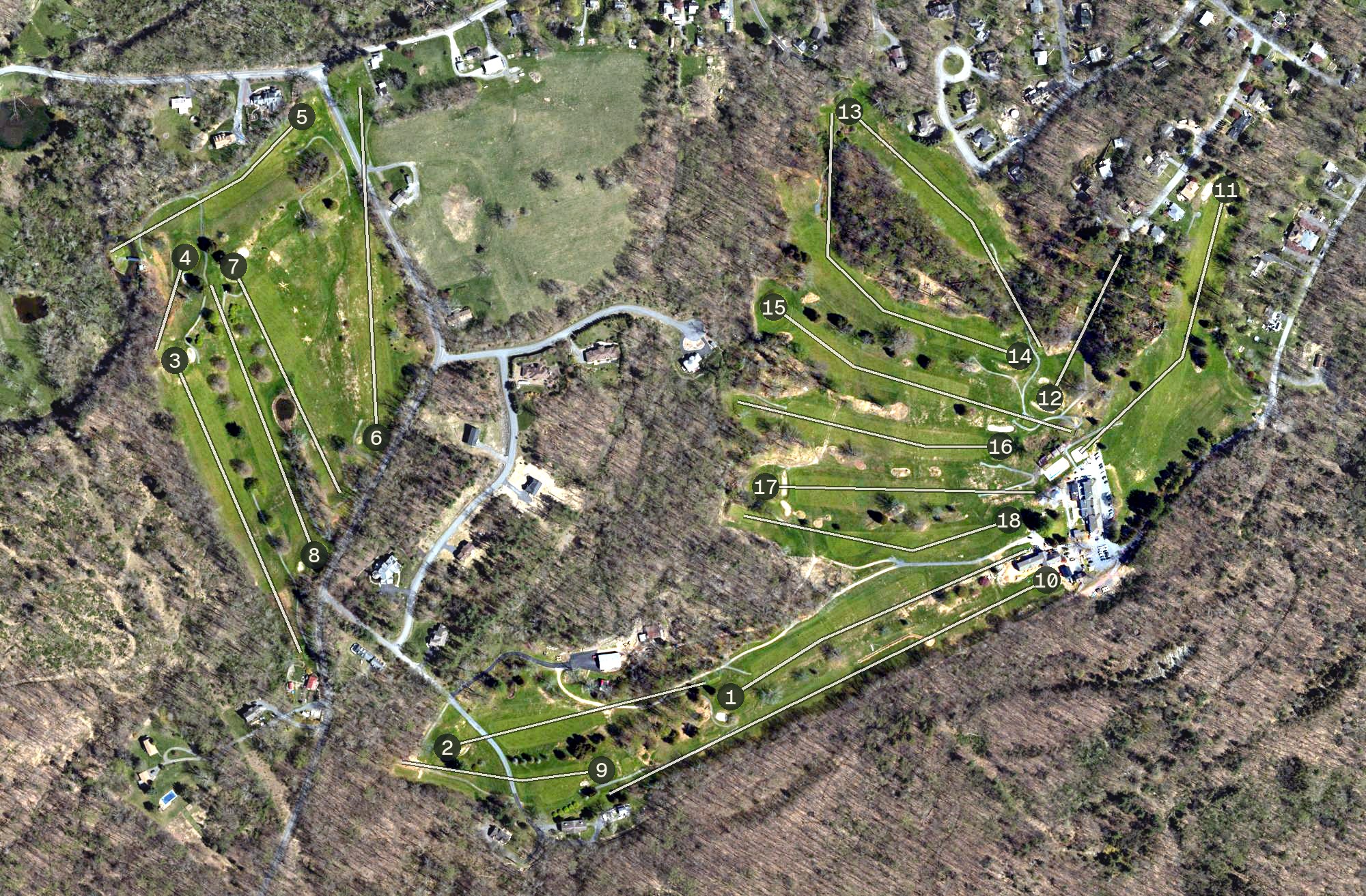 Aerial view of Water Gap Country Club and Resort, PA