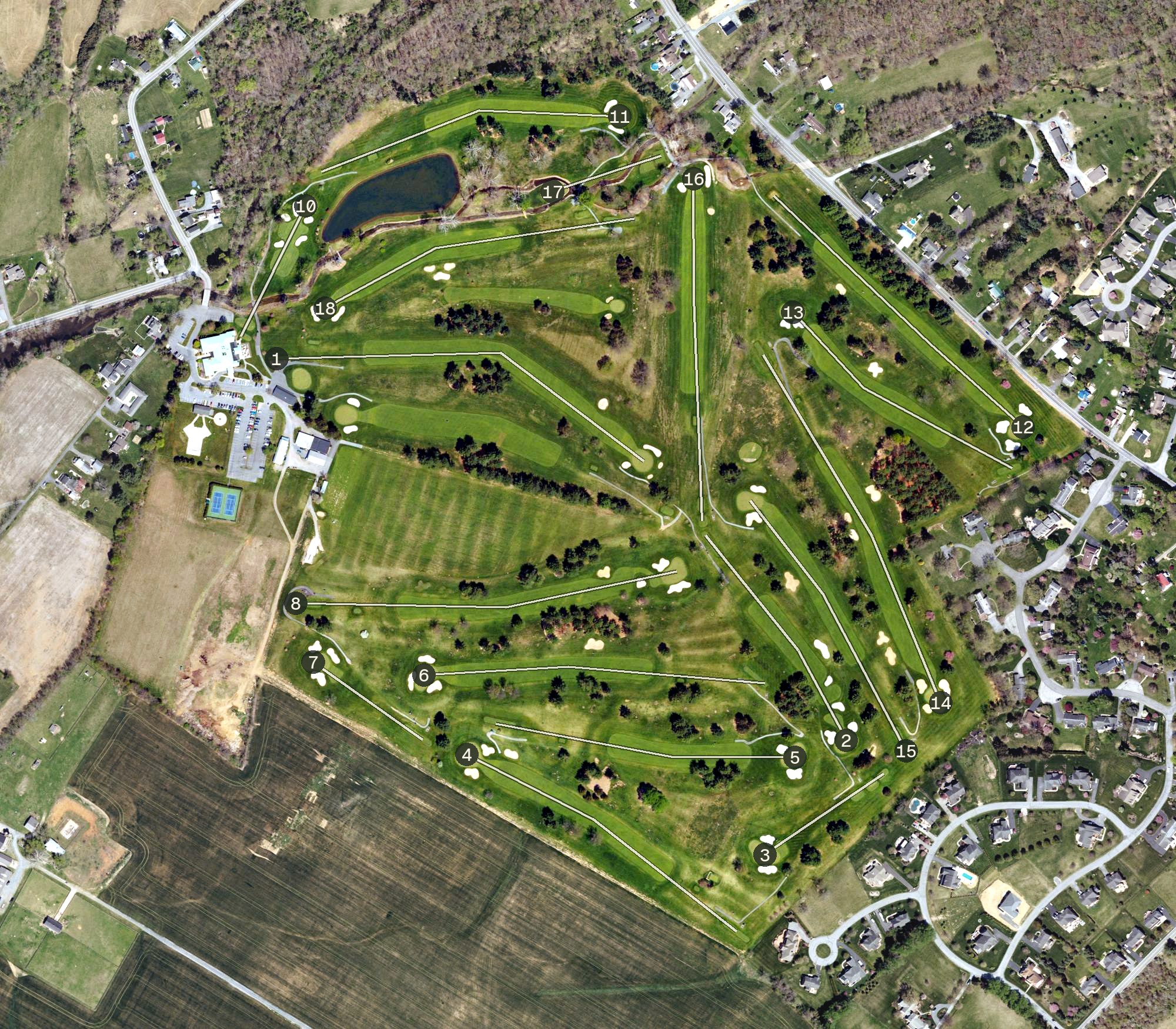 Aerial view of Waynesboro Country Club, PA