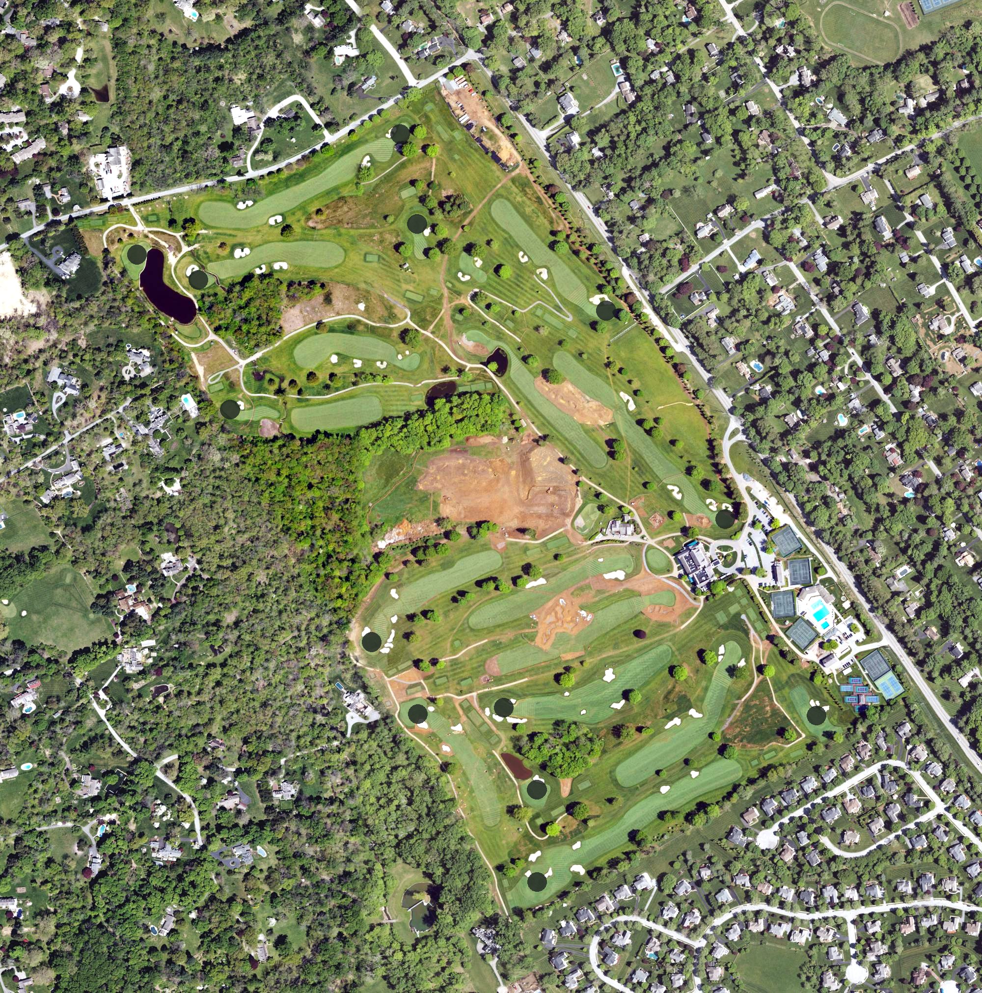 Aerial view of Waynesborough Country Club, PA