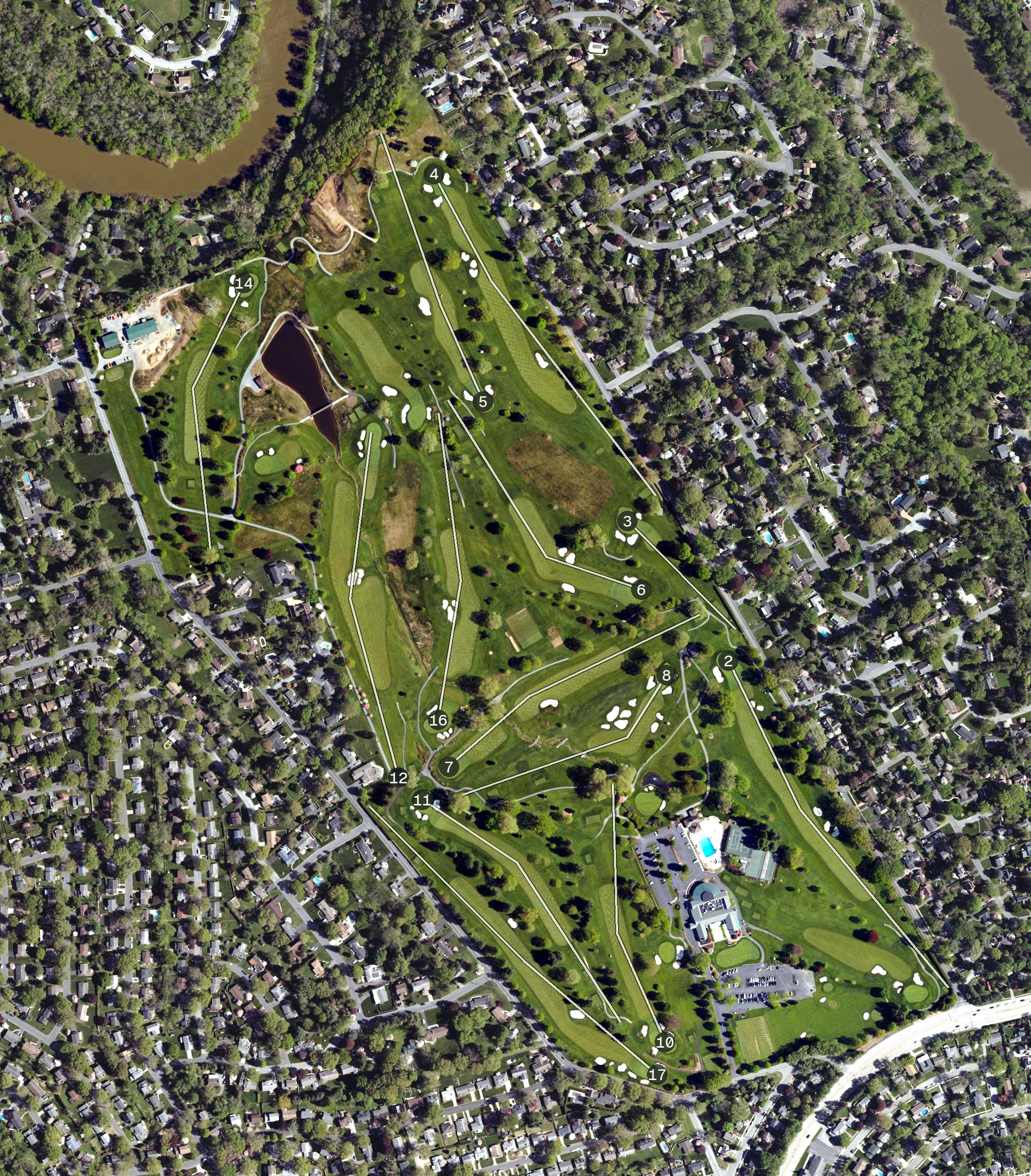 Aerial view of West Shore Country Club, PA