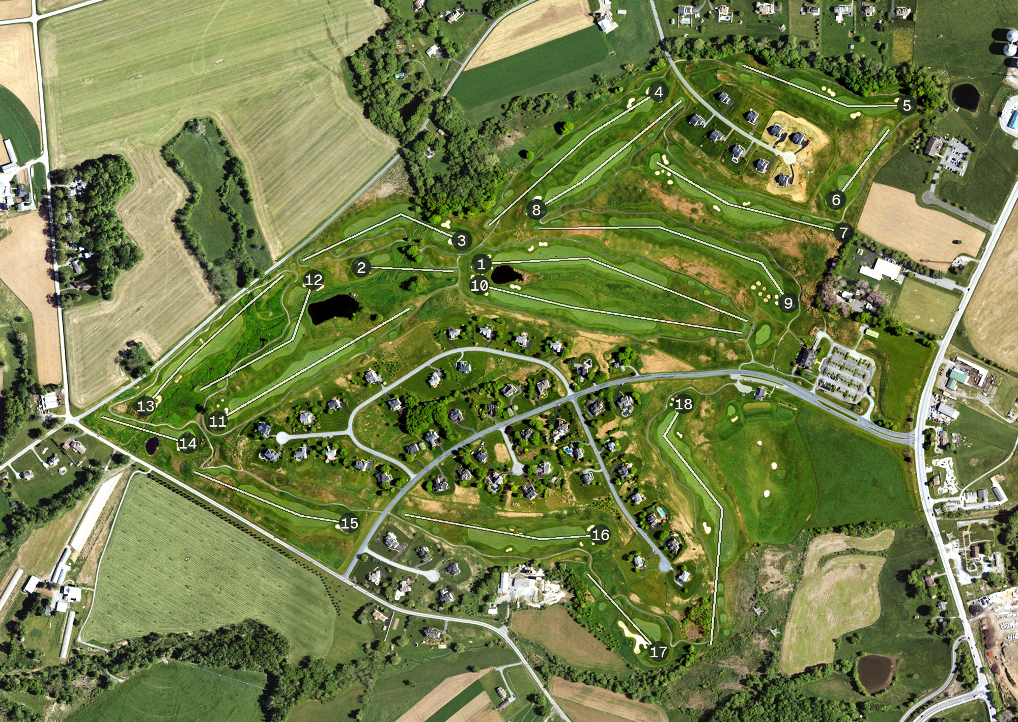 Aerial view of Wyncote Golf Course, PA