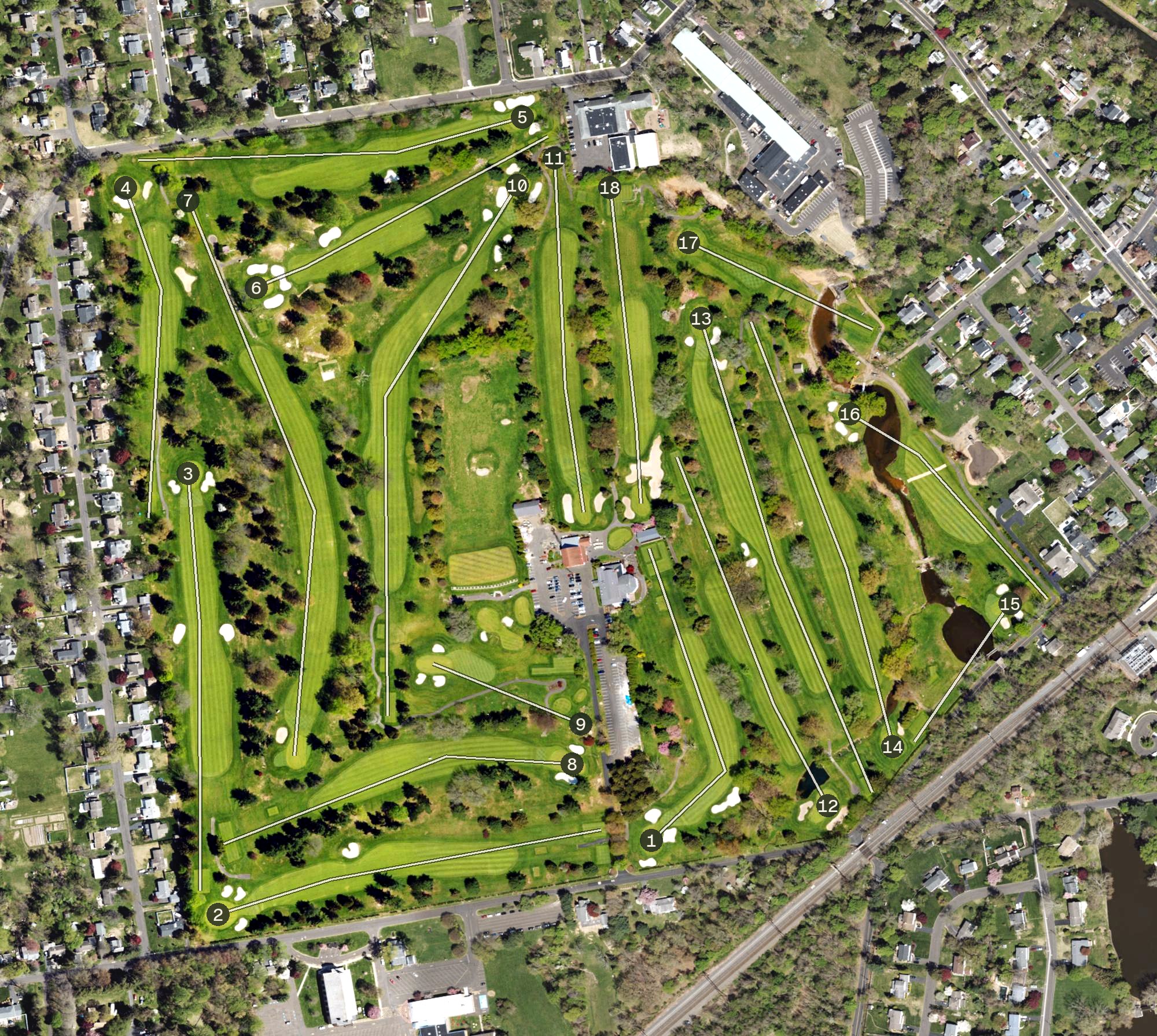 Aerial view of Yardley Country Club, PA