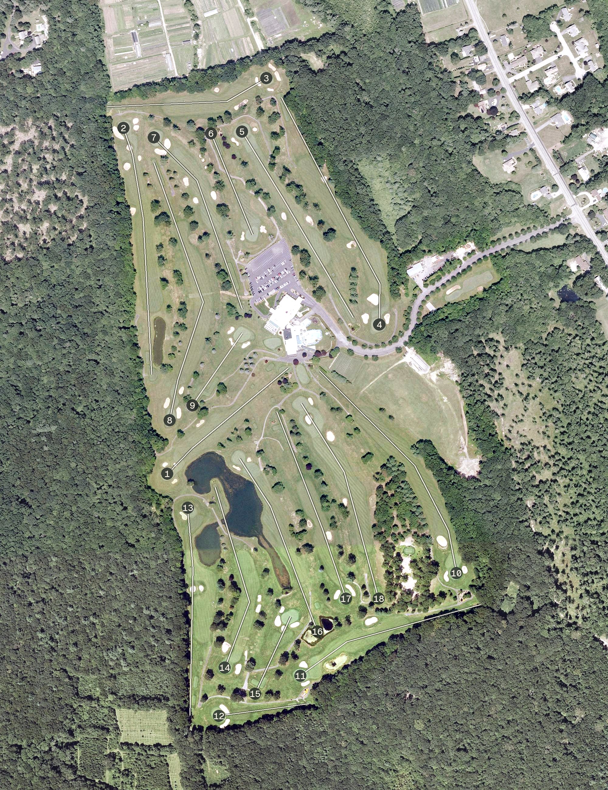 Aerial view of Alpine Country Club, RI