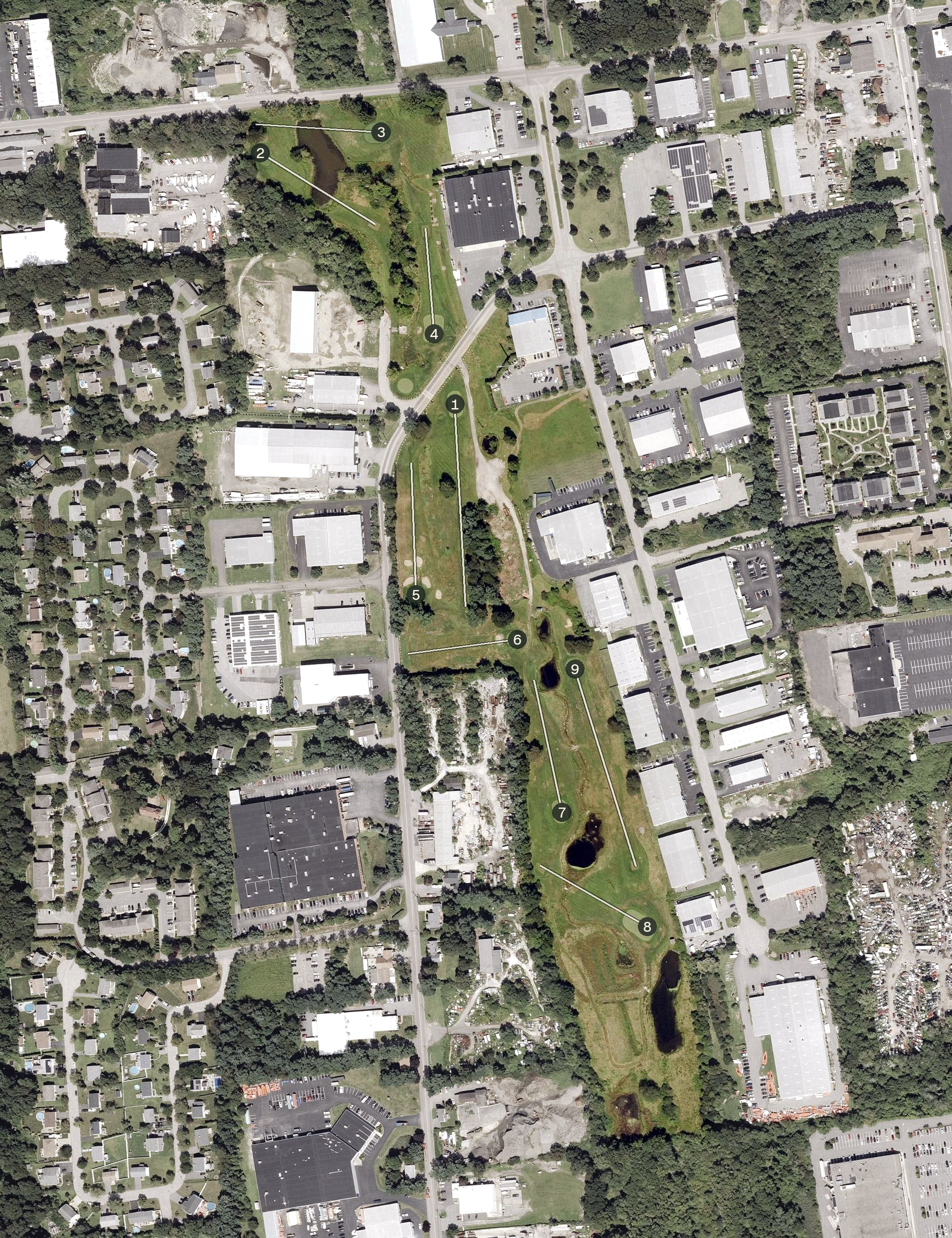 Aerial view of Bristol Golf Park, RI