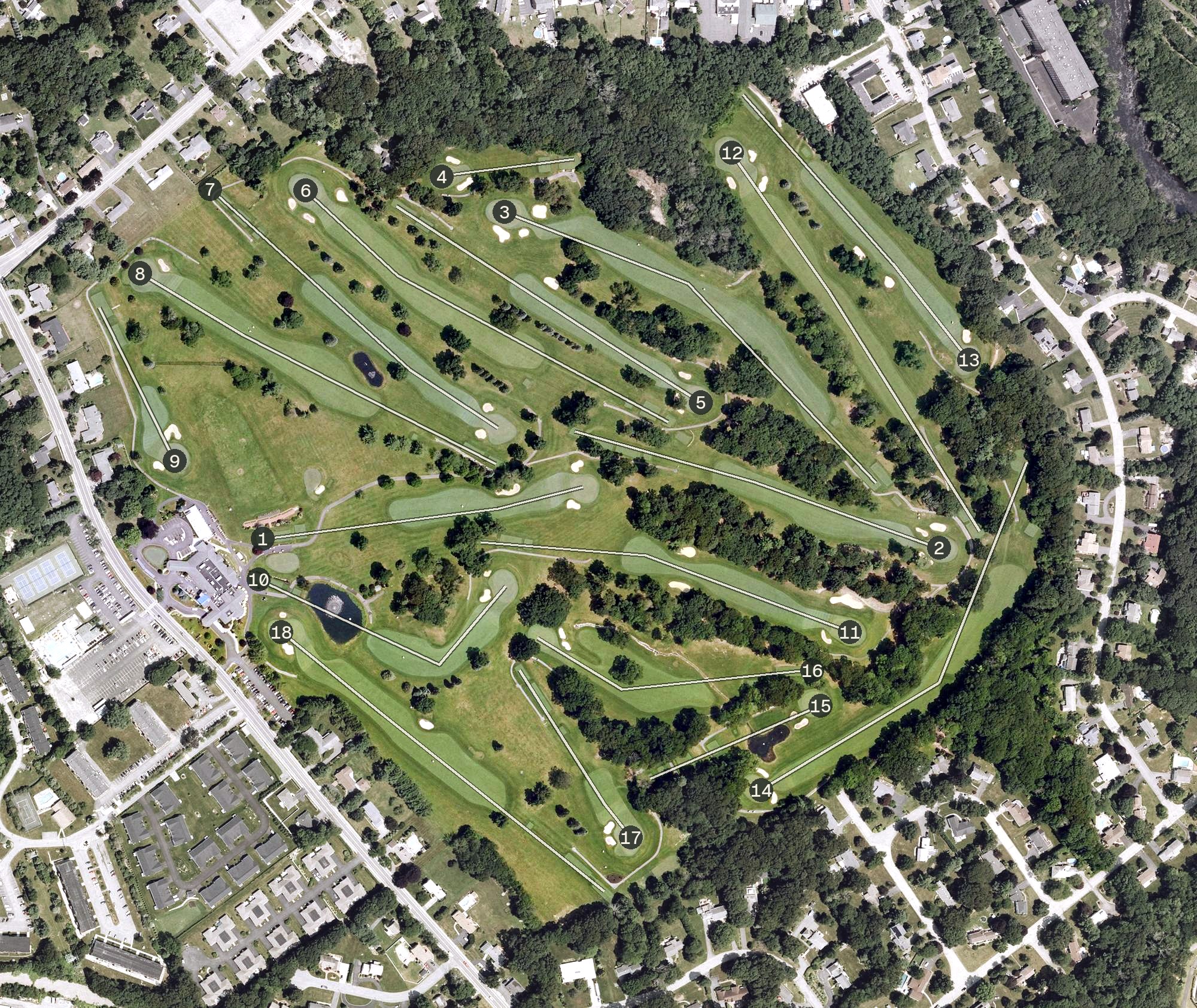 Aerial view of Kirkbrae Country Club, RI