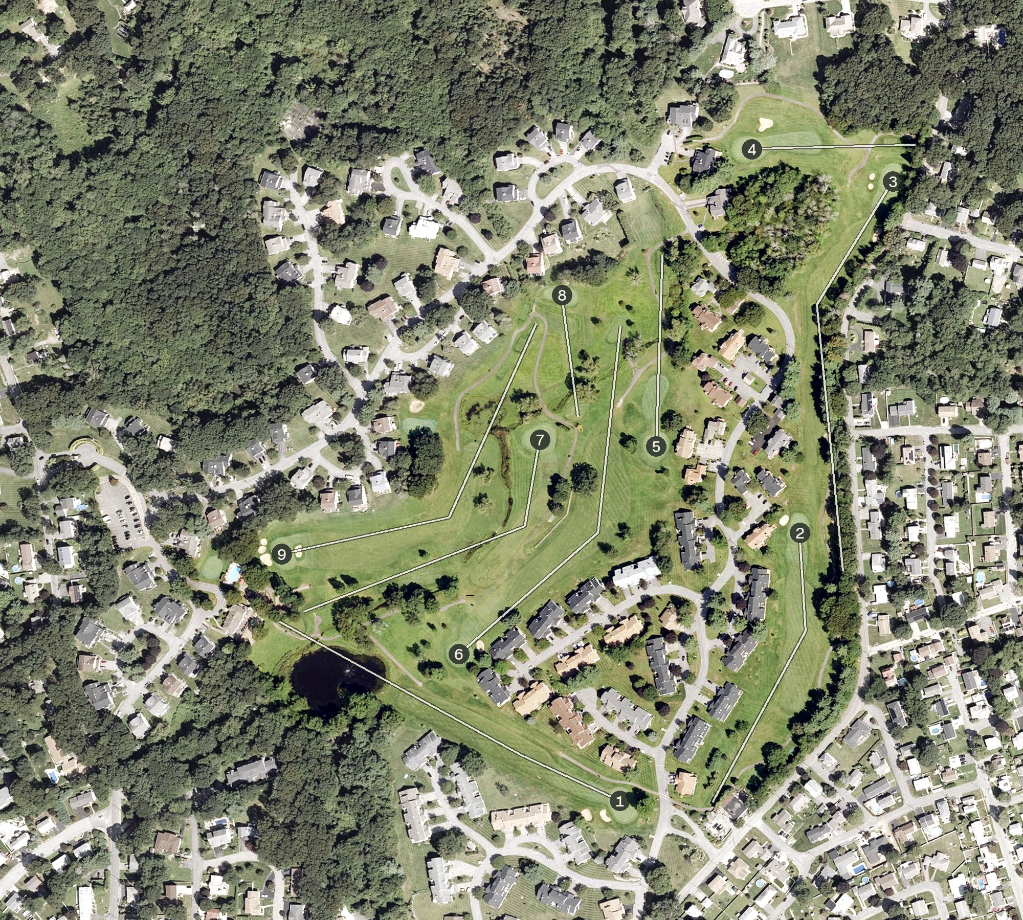 Aerial view of Louisquisset Golf Club, RI