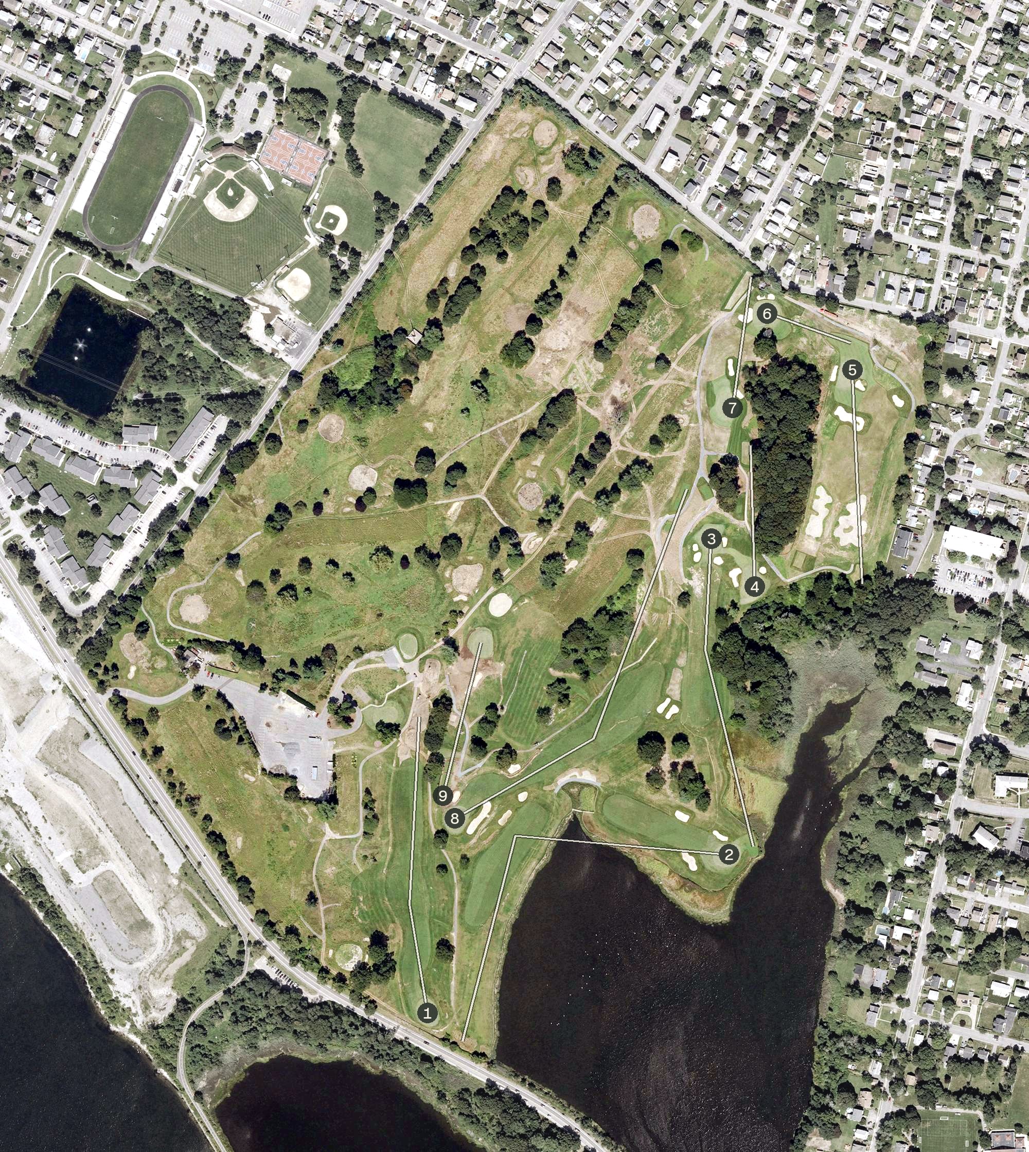 Aerial view of Metacomet Country Club, RI