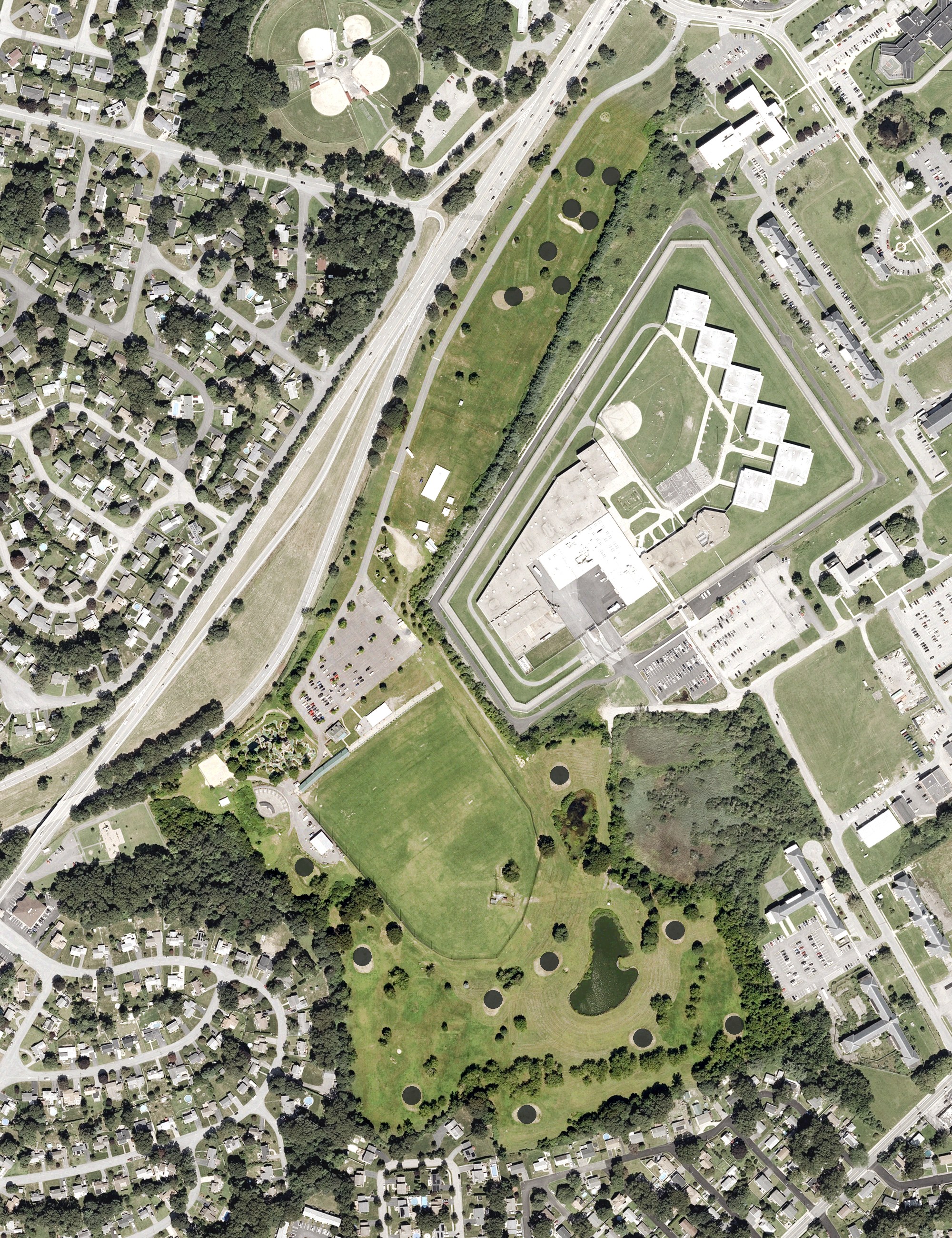 Aerial view of Mulligan's Island Golf and Entertainment, RI