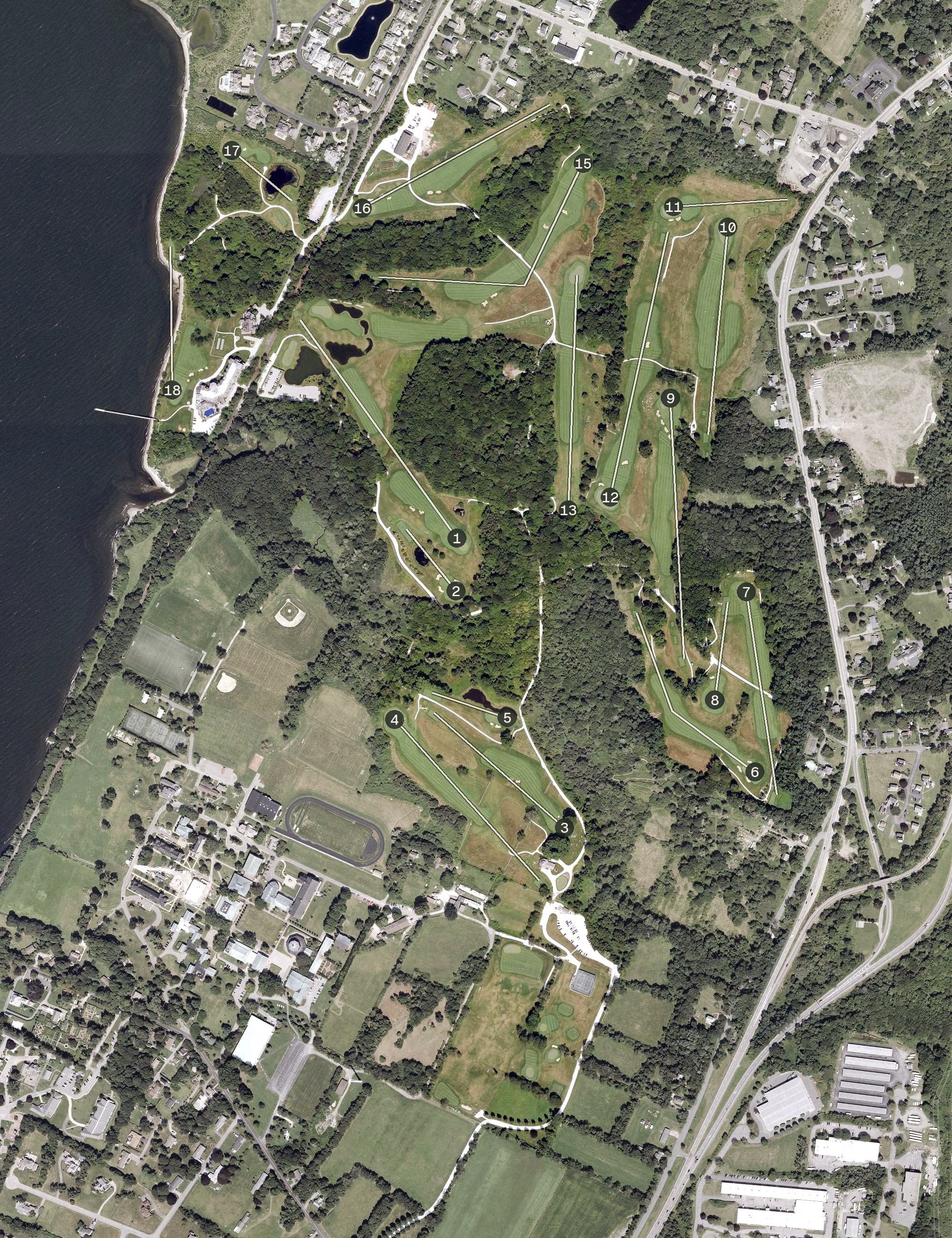 Aerial view of The Aquidneck Club, RI