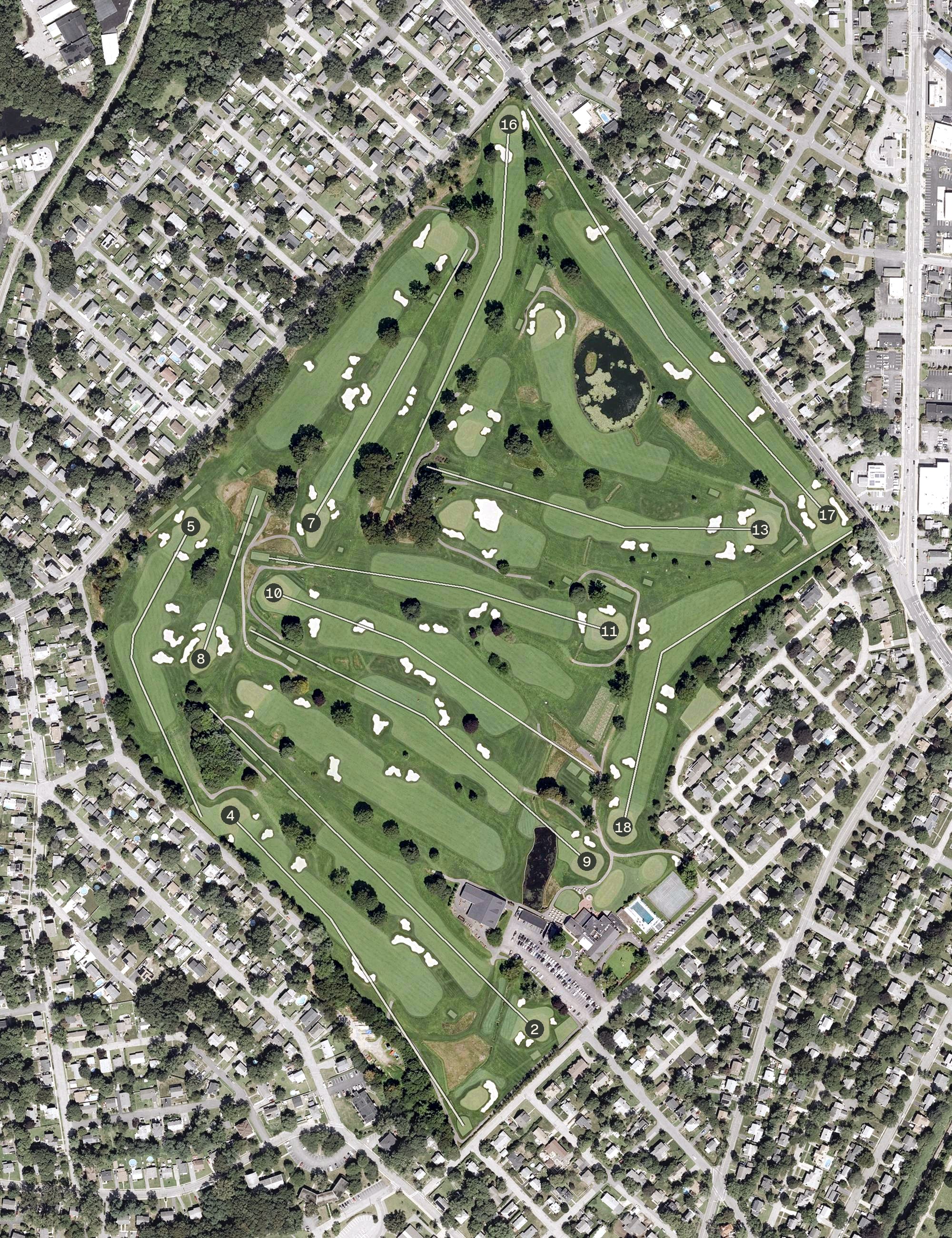 Aerial view of Wannamoisett Country Club, RI