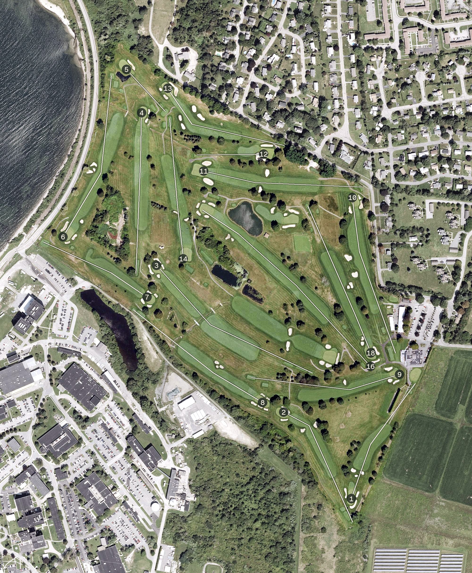 Aerial view of Wanumetonomy Golf and Country Club, RI