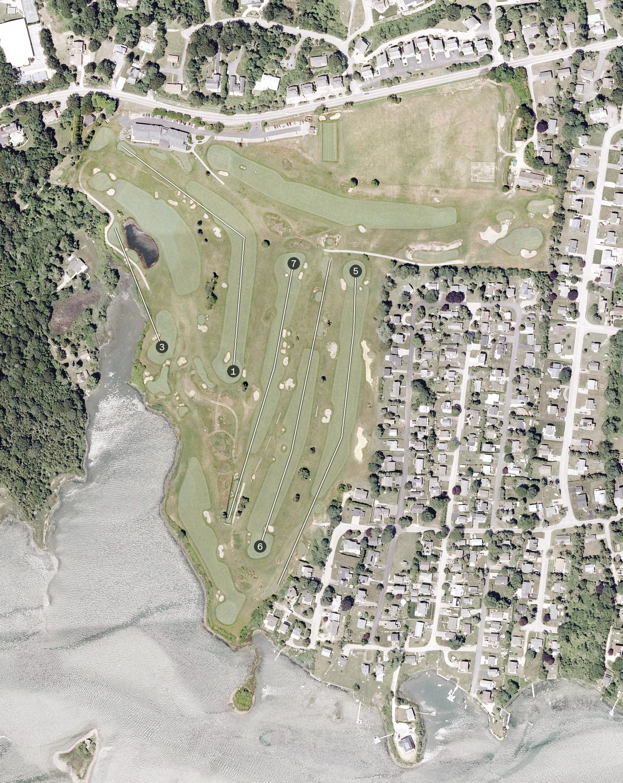 Aerial view of Weekapaug Golf Club, RI