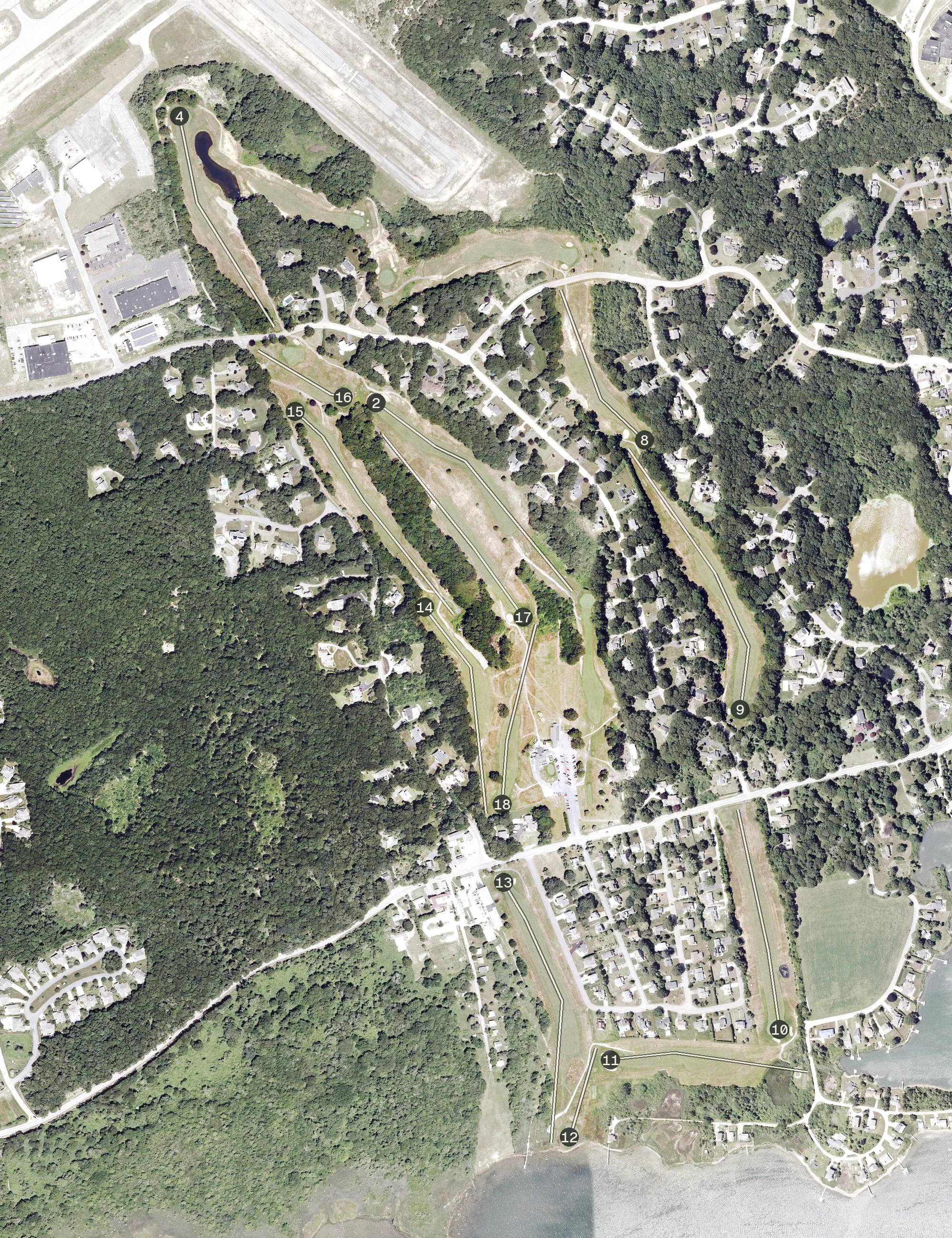 Aerial view of Winnapaug Country Club, RI