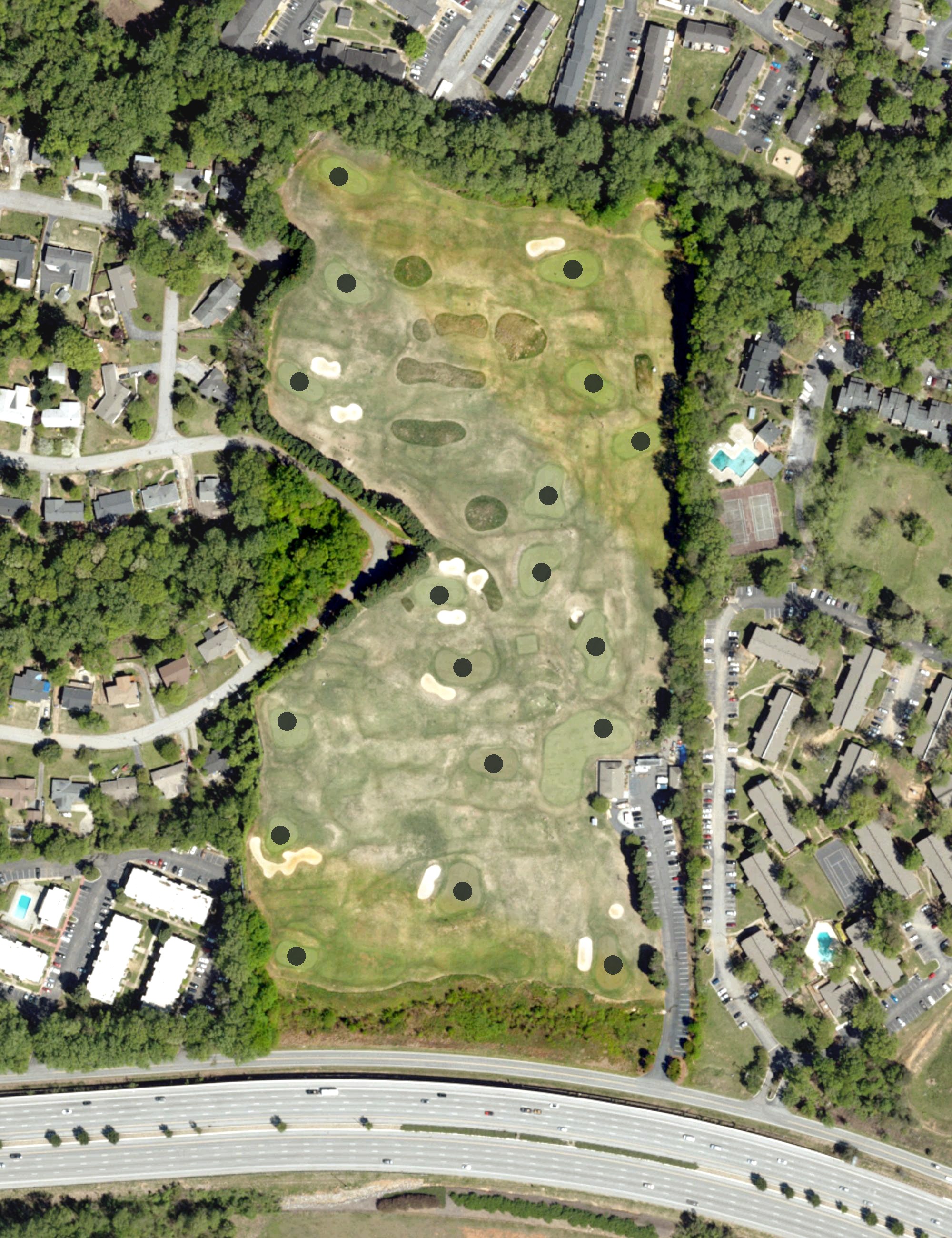 Aerial view of 3's Greenville Golf & Gril, SC