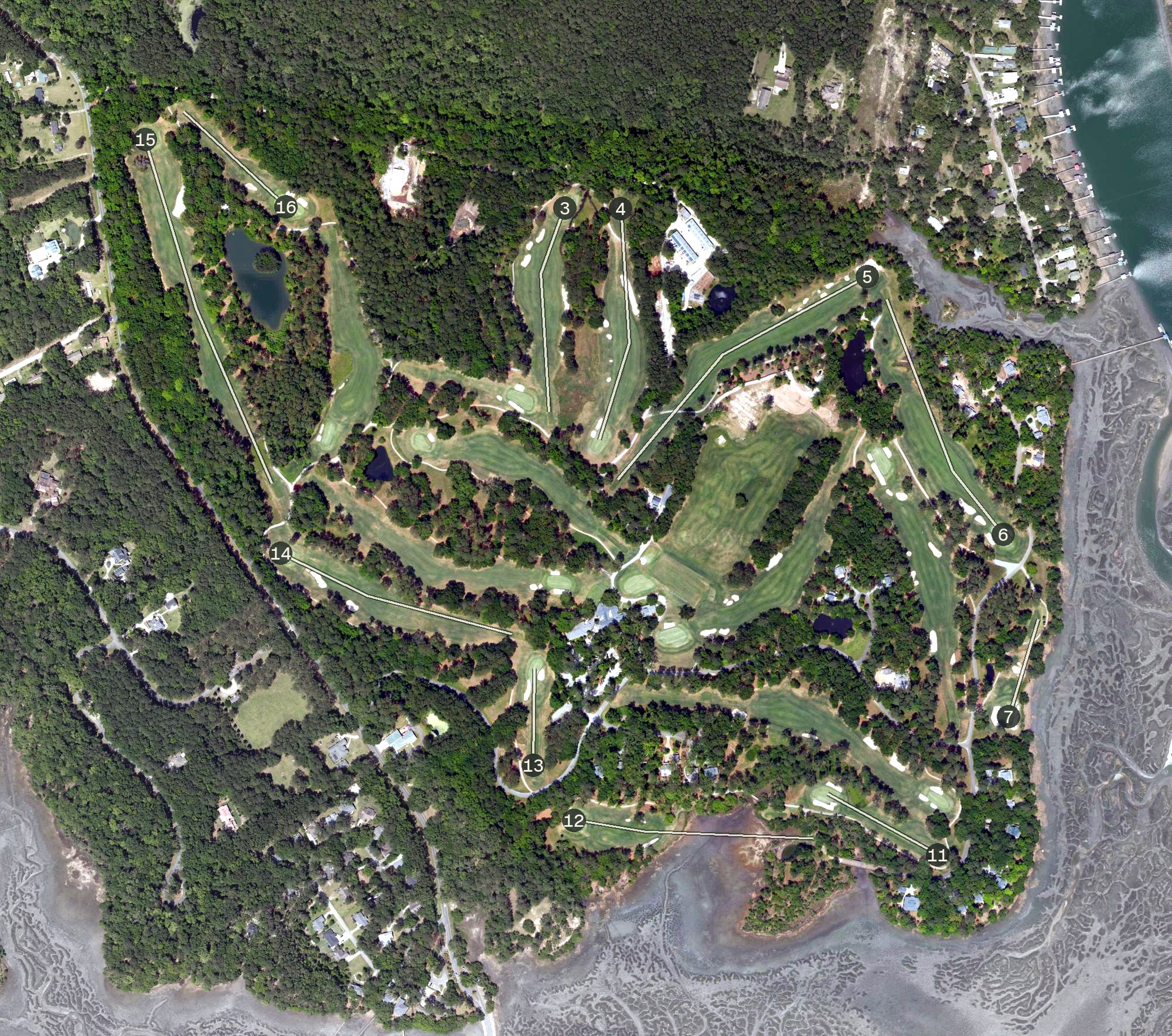 Aerial view of Chechessee Creek Club, SC