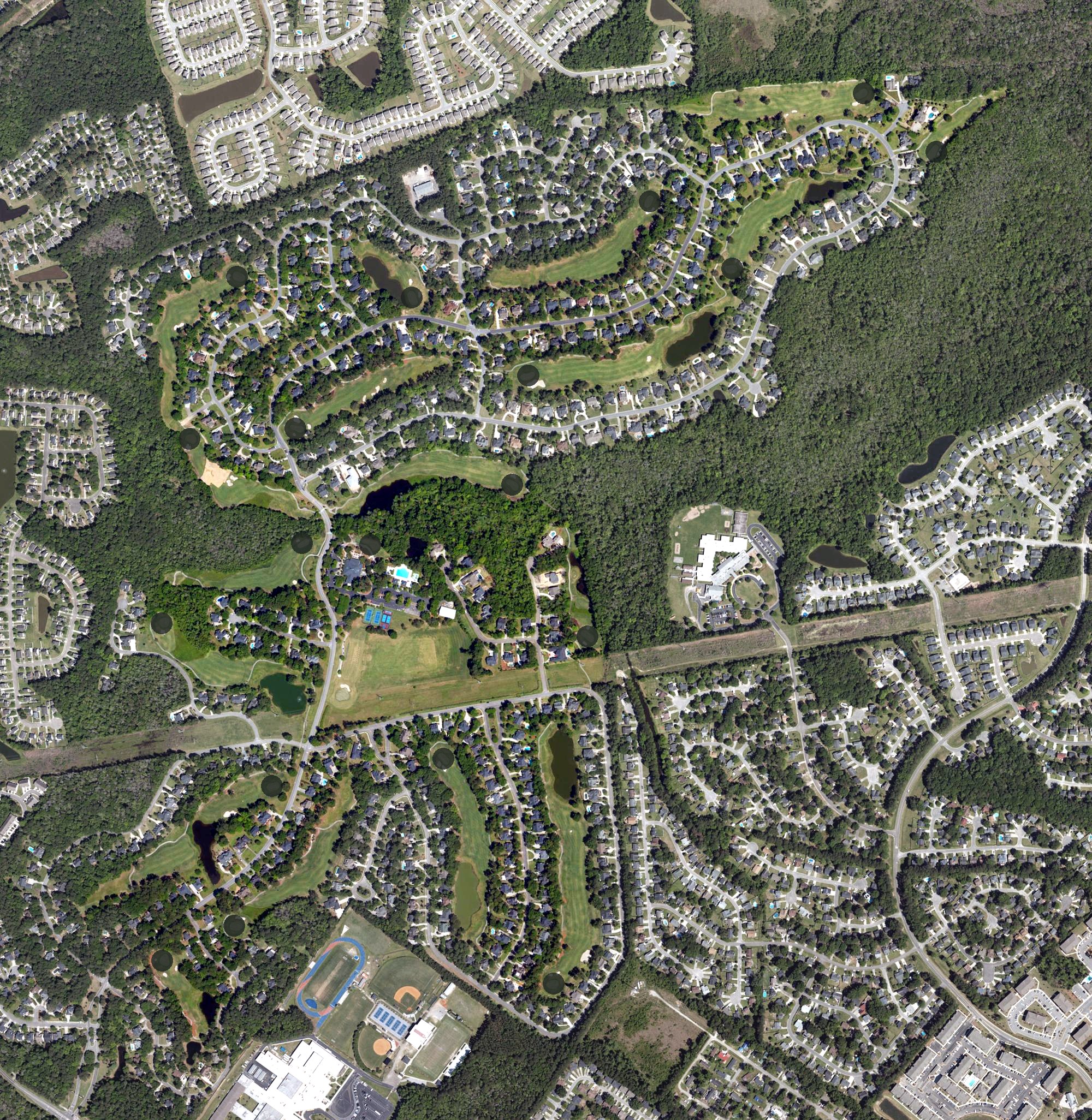 Aerial view of Coosaw Creek Country Club, SC