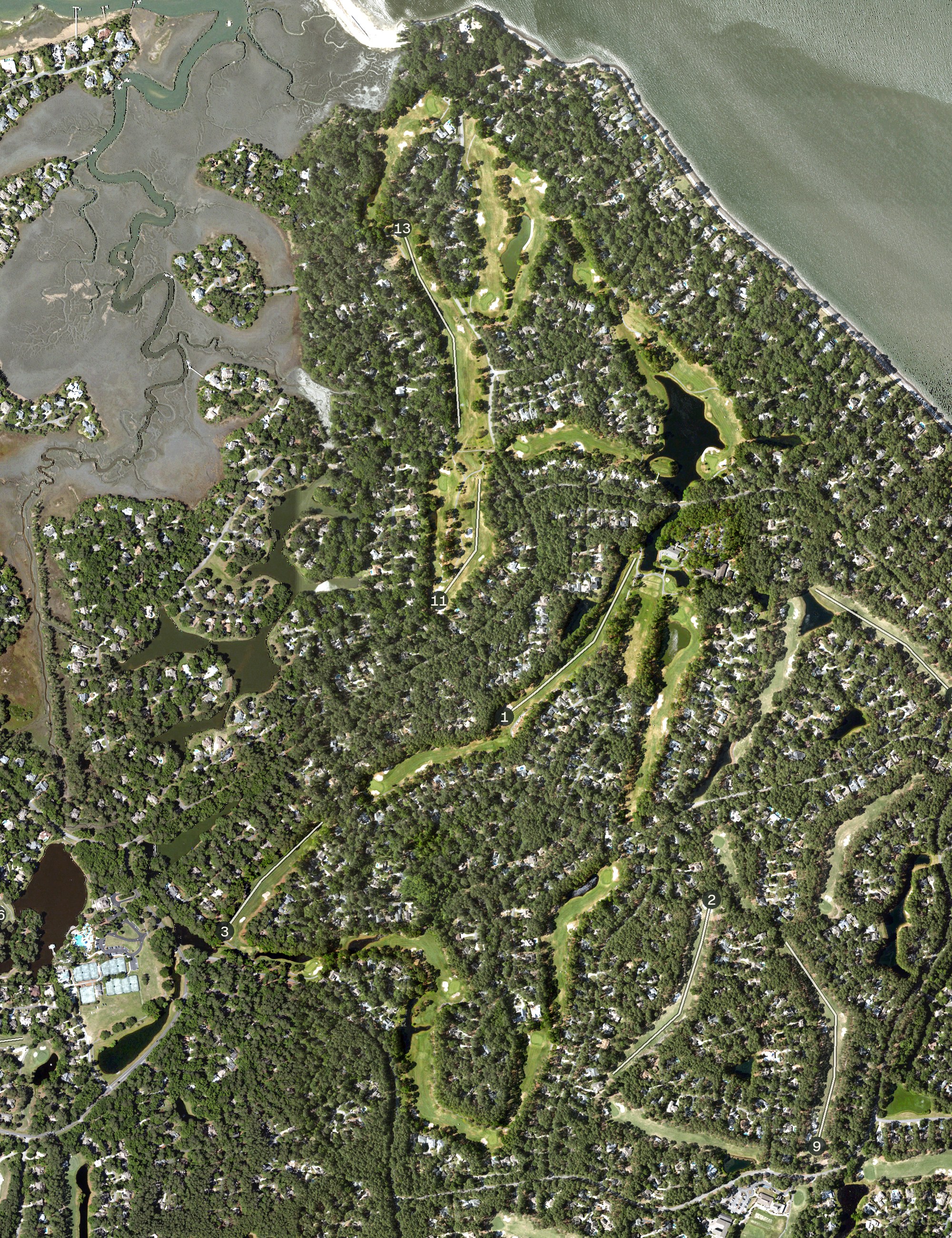 Aerial view of Dolphin Head Golf Club, SC