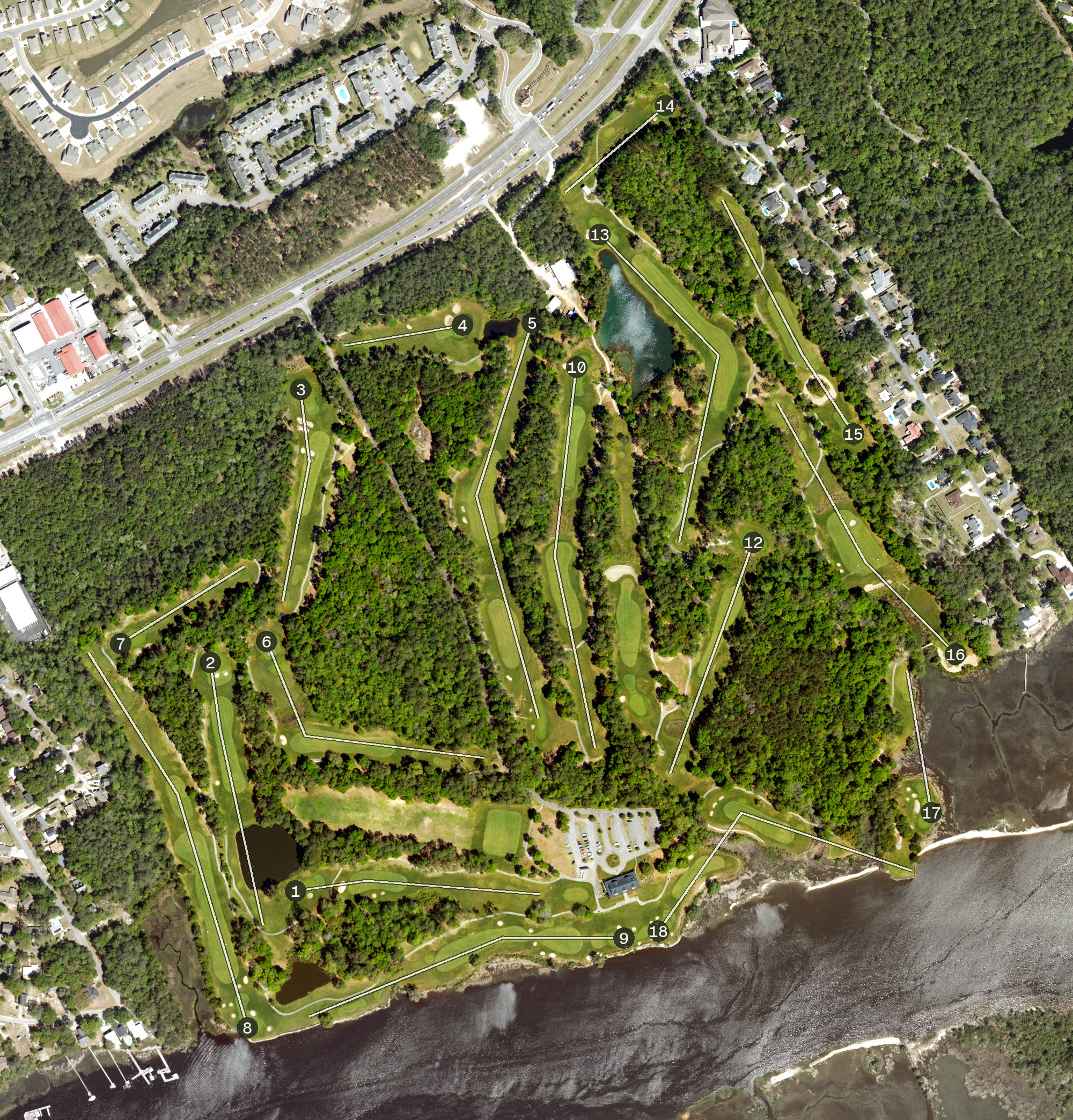 Aerial view of Glen Dornoch Waterway Golf Links, SC