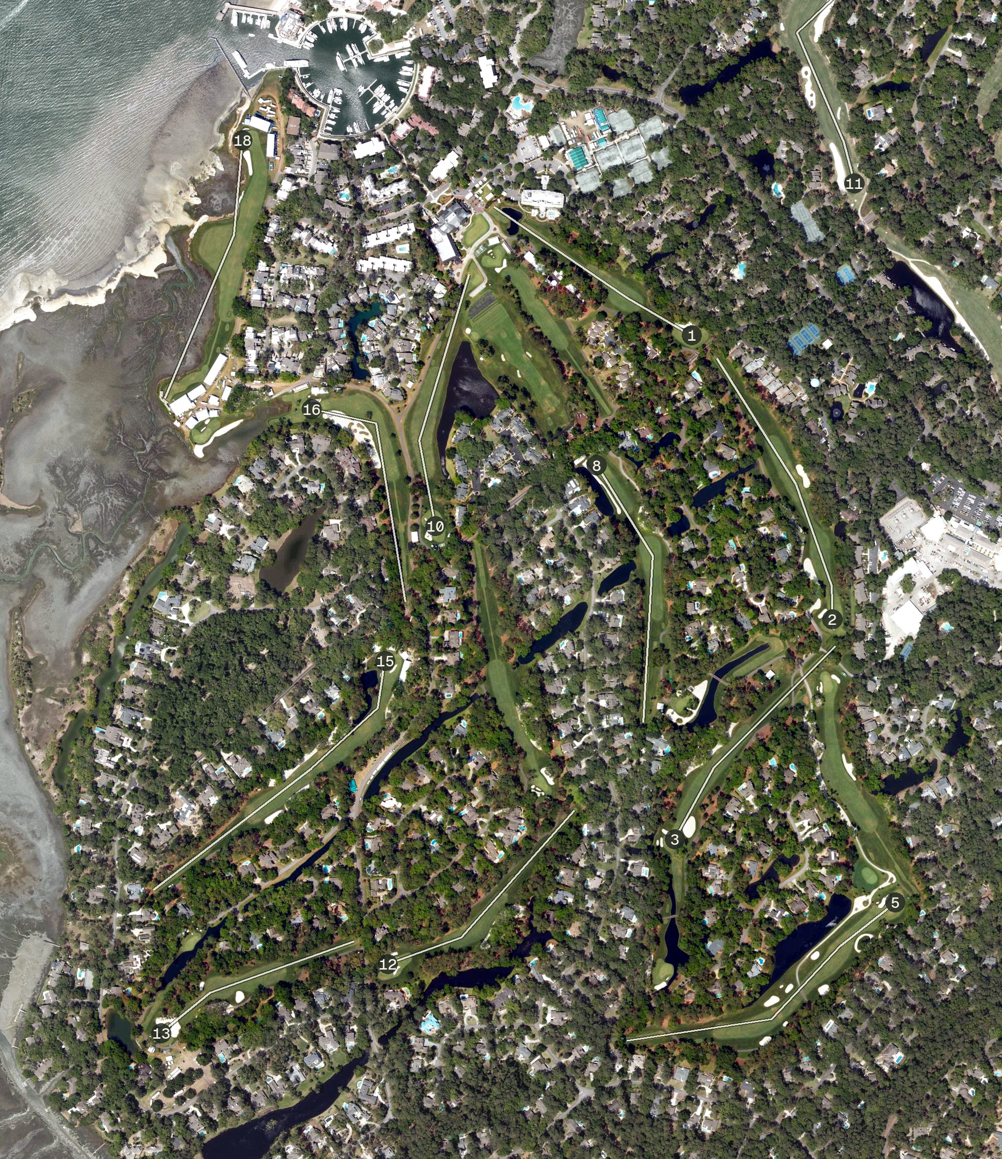 Aerial view of Harbour Town Golf Links, SC