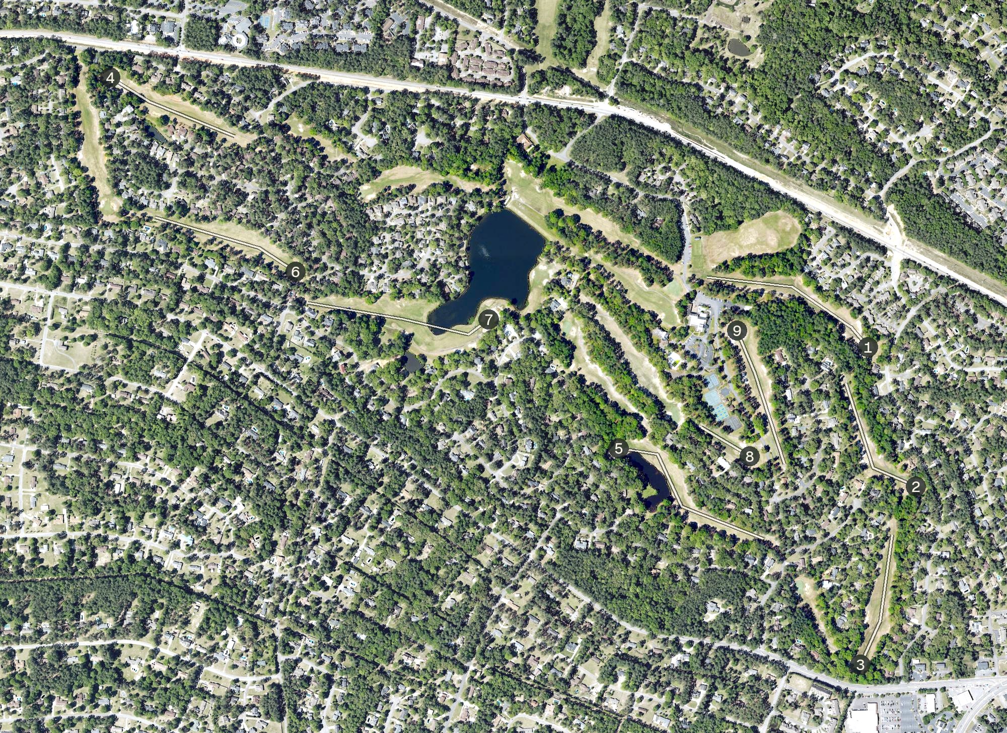 Aerial view of Houndslake Country Club, SC