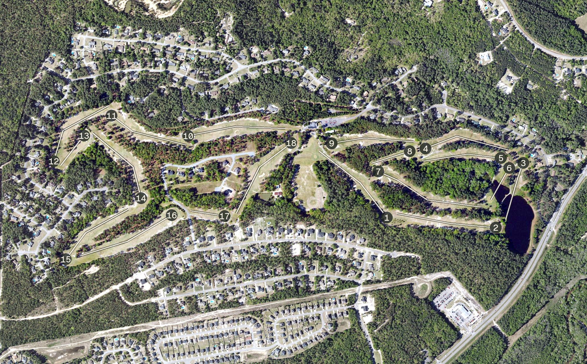 Aerial view of Midland Valley Golf Club, SC