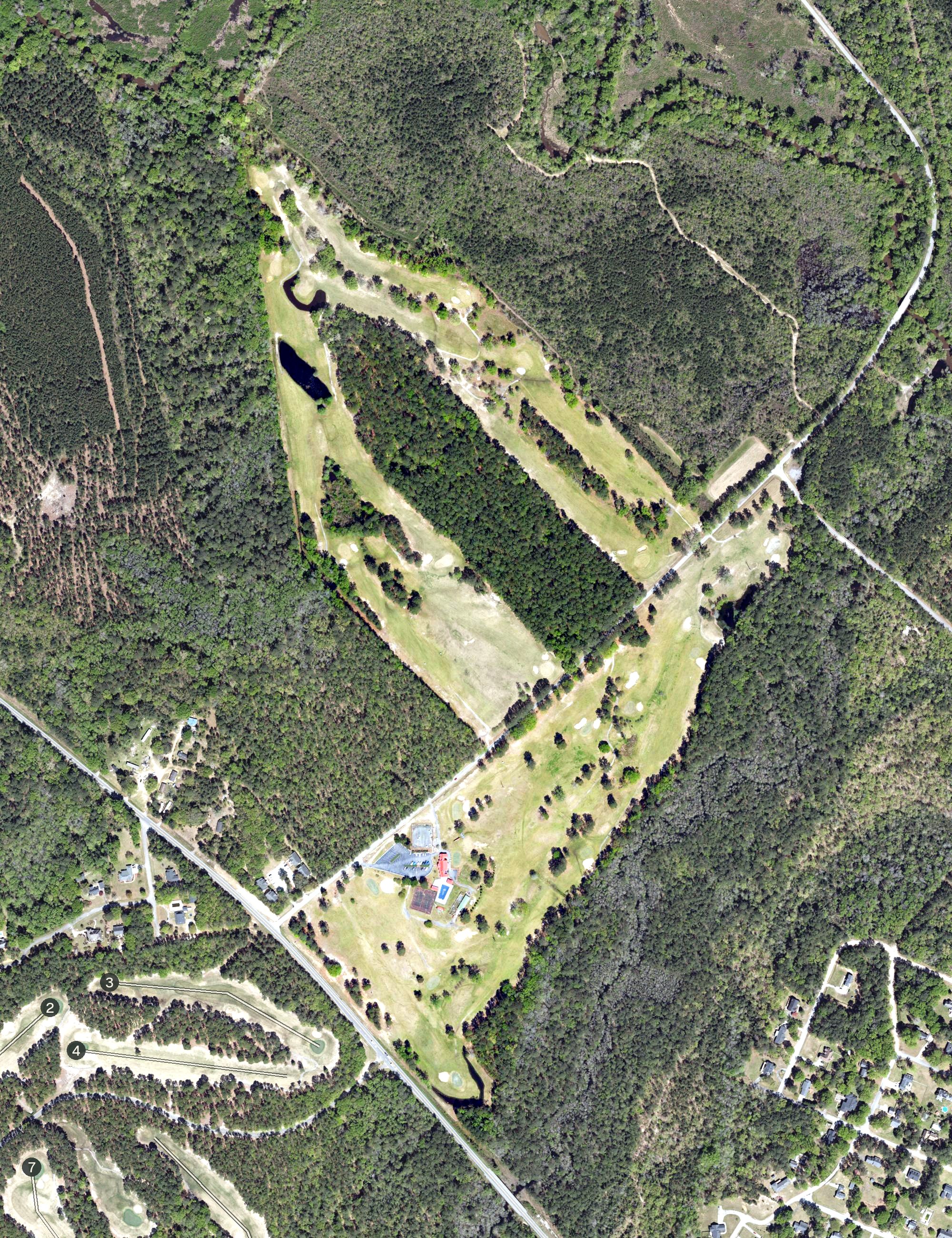 Aerial view of Moree's Cheraw Country Club, SC