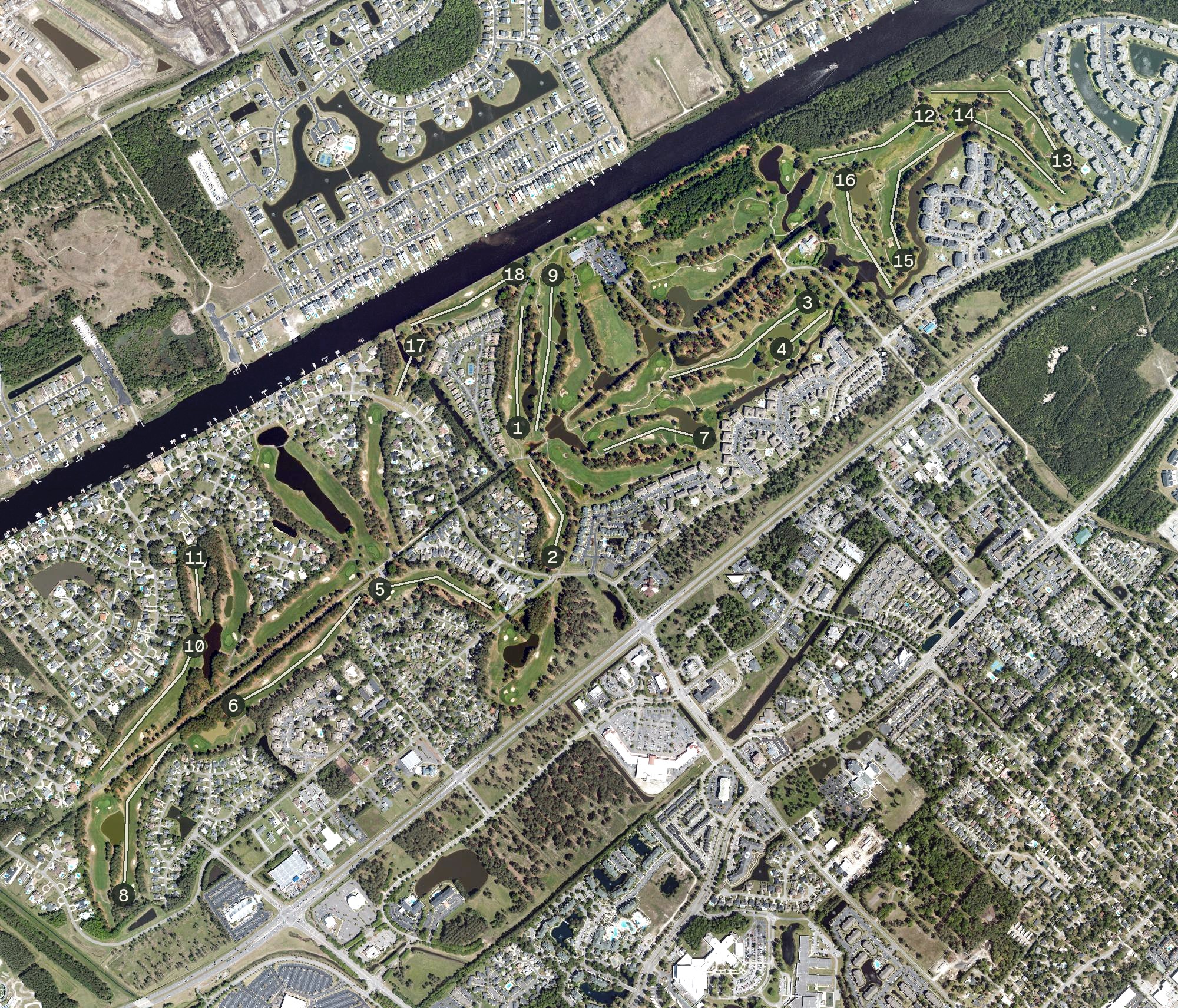 Aerial view of Myrtlewood Golf Club, SC