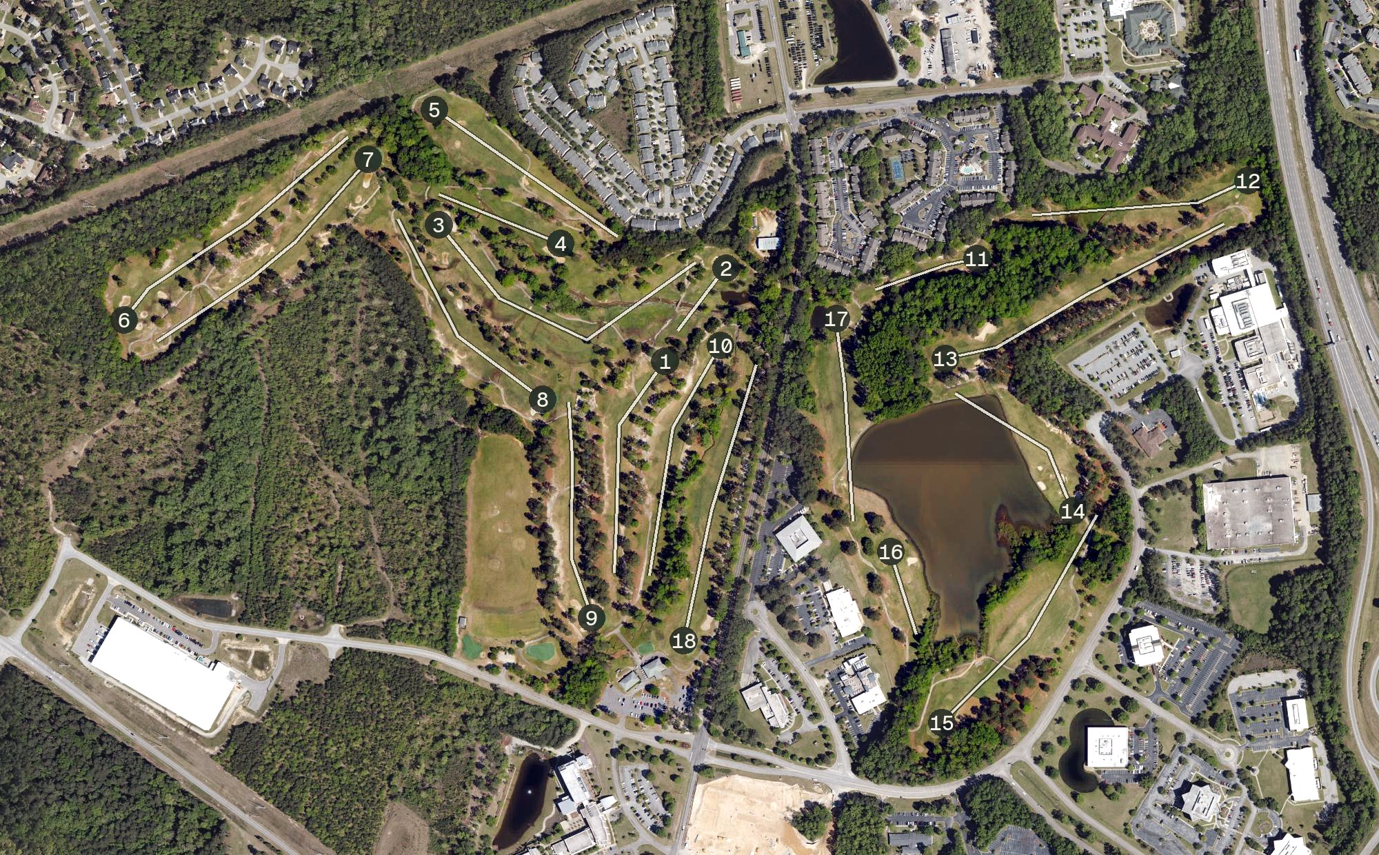 Aerial view of Northwoods Golf Club, SC
