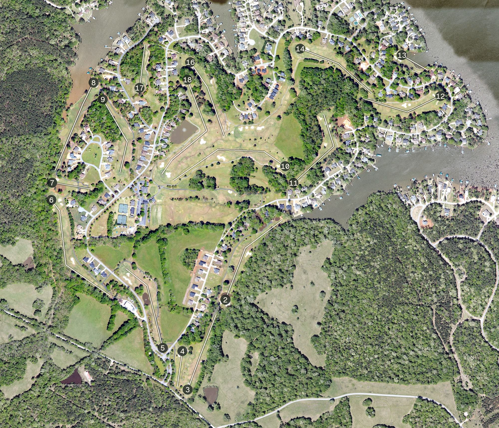 Aerial view of Olde Eight Golf Club, SC