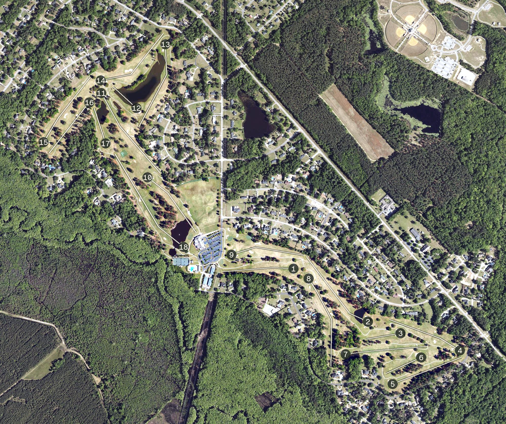 Aerial view of Orangeburg Country Club, SC