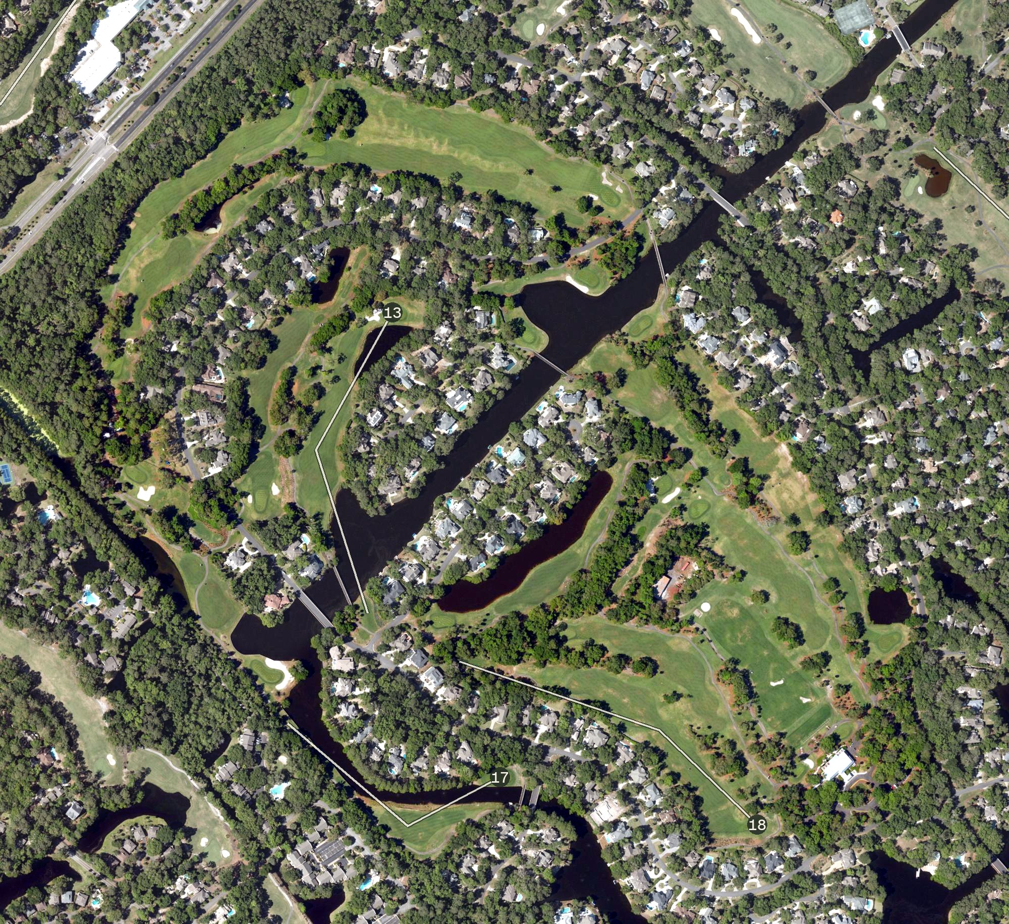 Aerial view of Palmetto Dunes - Arthur Hills Golf Course, SC
