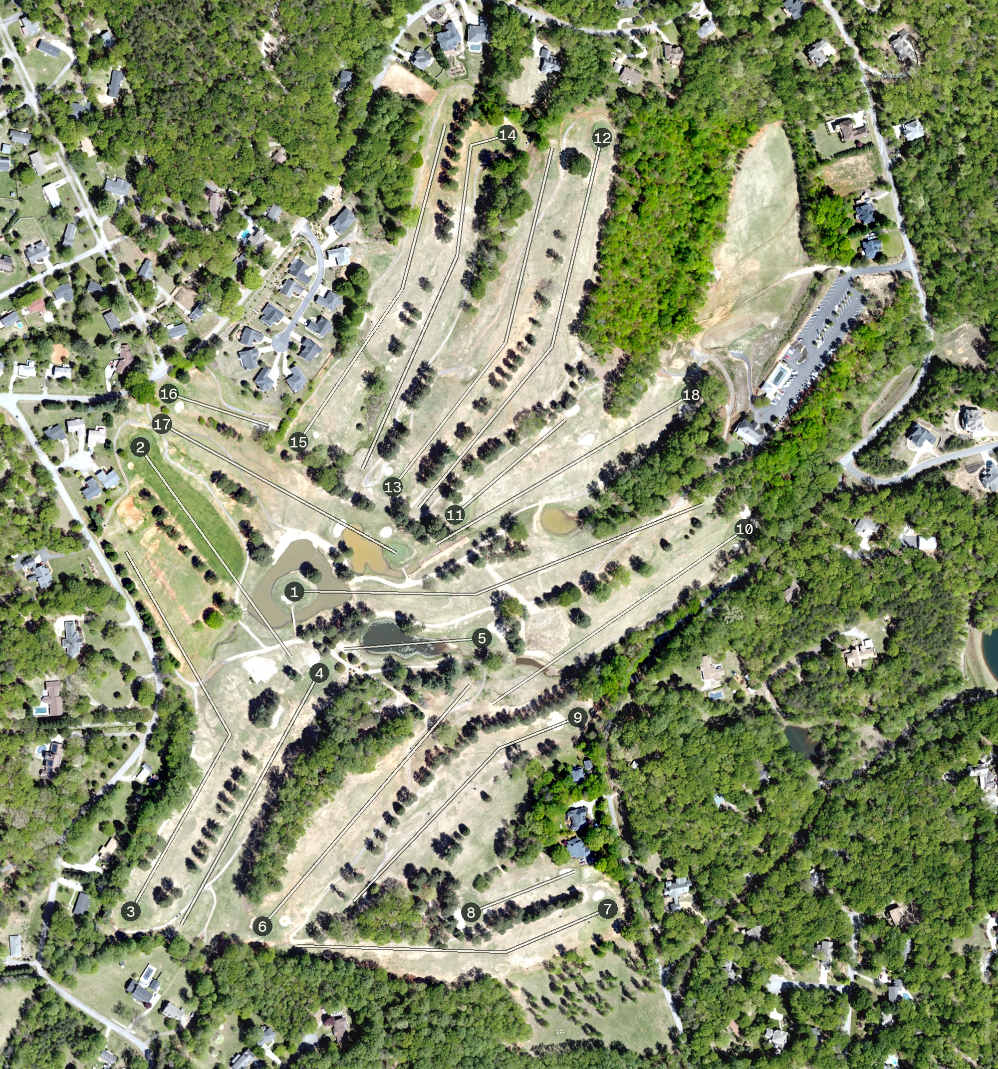 Aerial view of Paris Mountain Country Club, SC