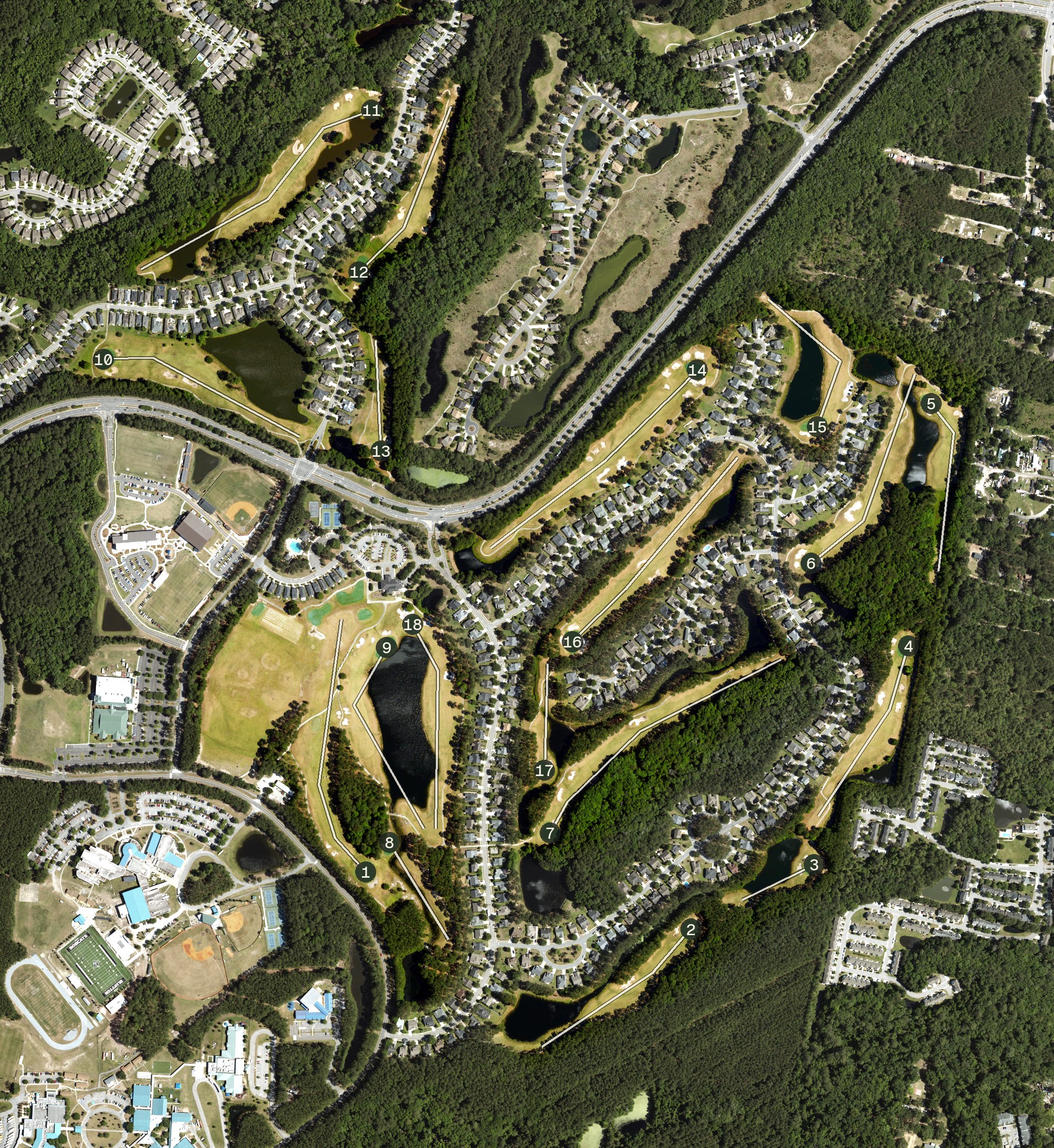 Aerial view of Pinecrest Golf Club, SC