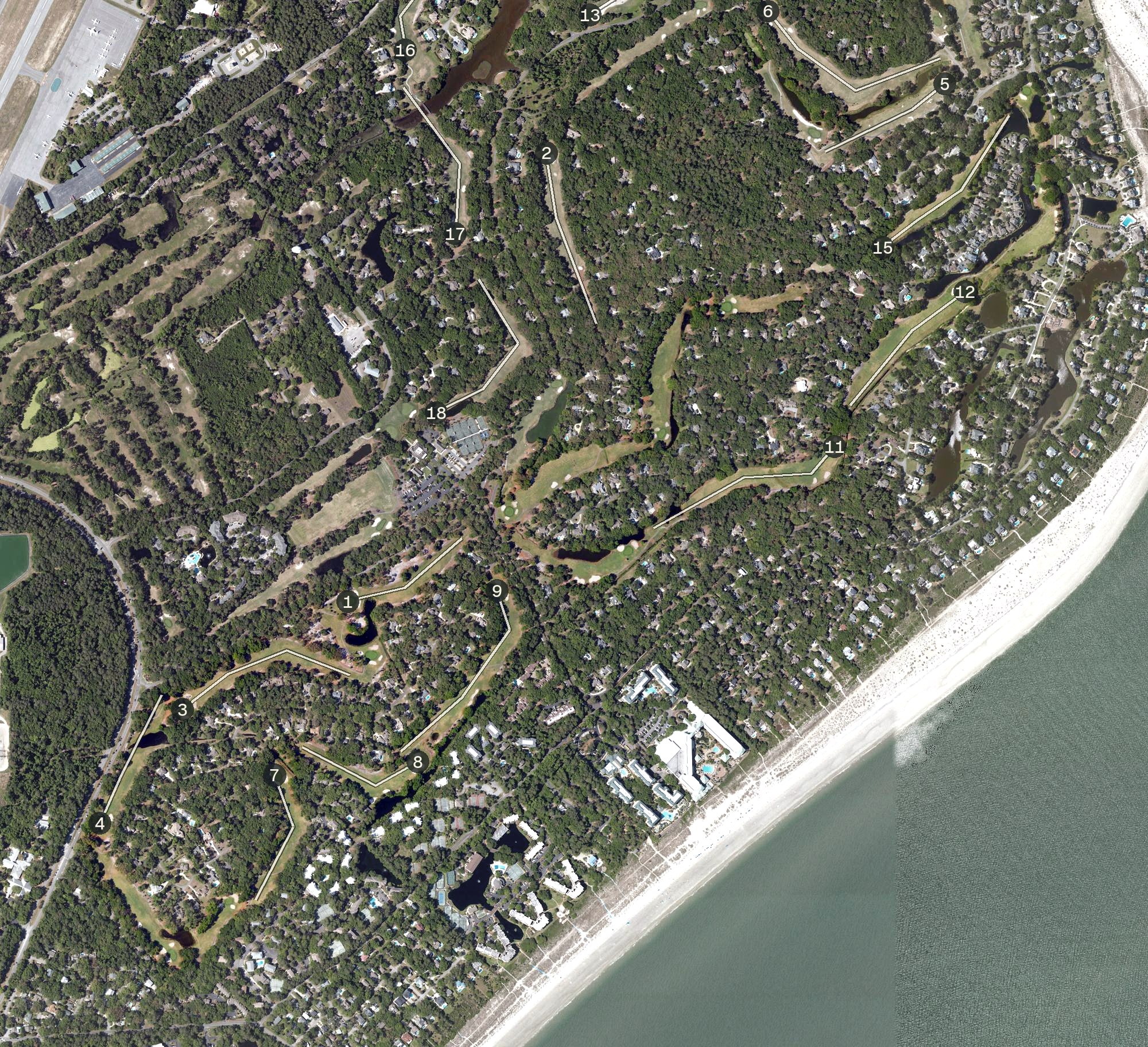 Aerial view of Port Royal Barony Golf Course, SC