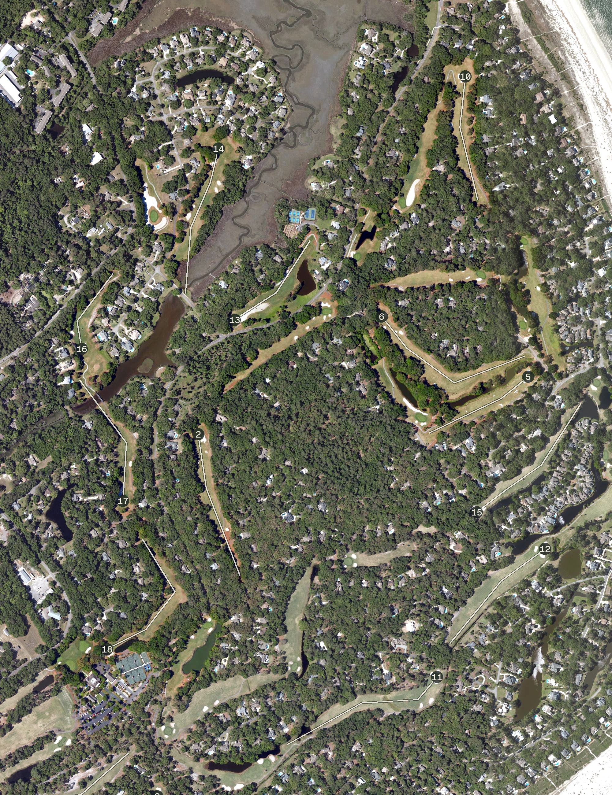Aerial view of Port Royal Robber's Row Golf Course, SC