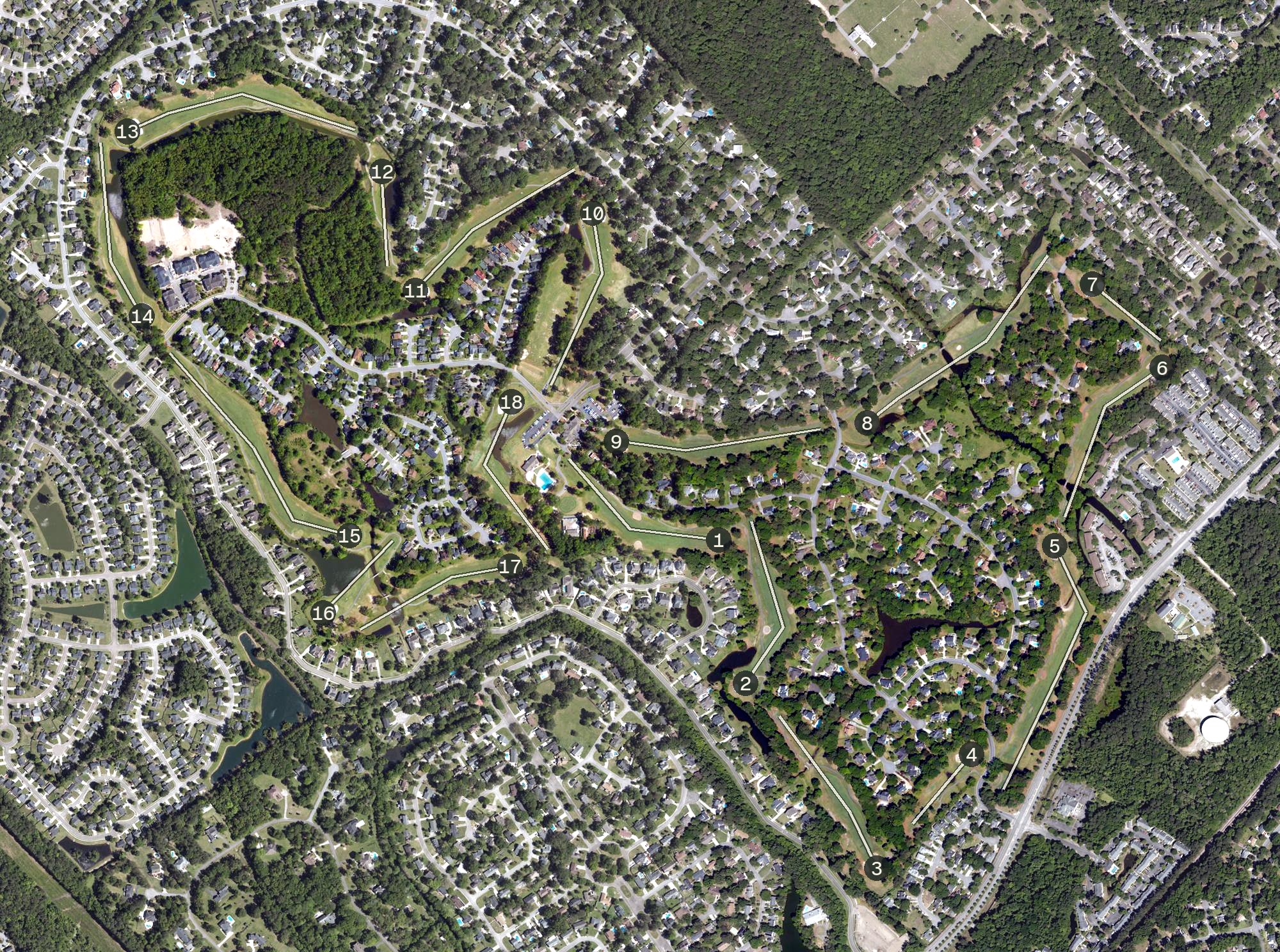 Aerial view of Shadowmoss Golf & Country Club, SC