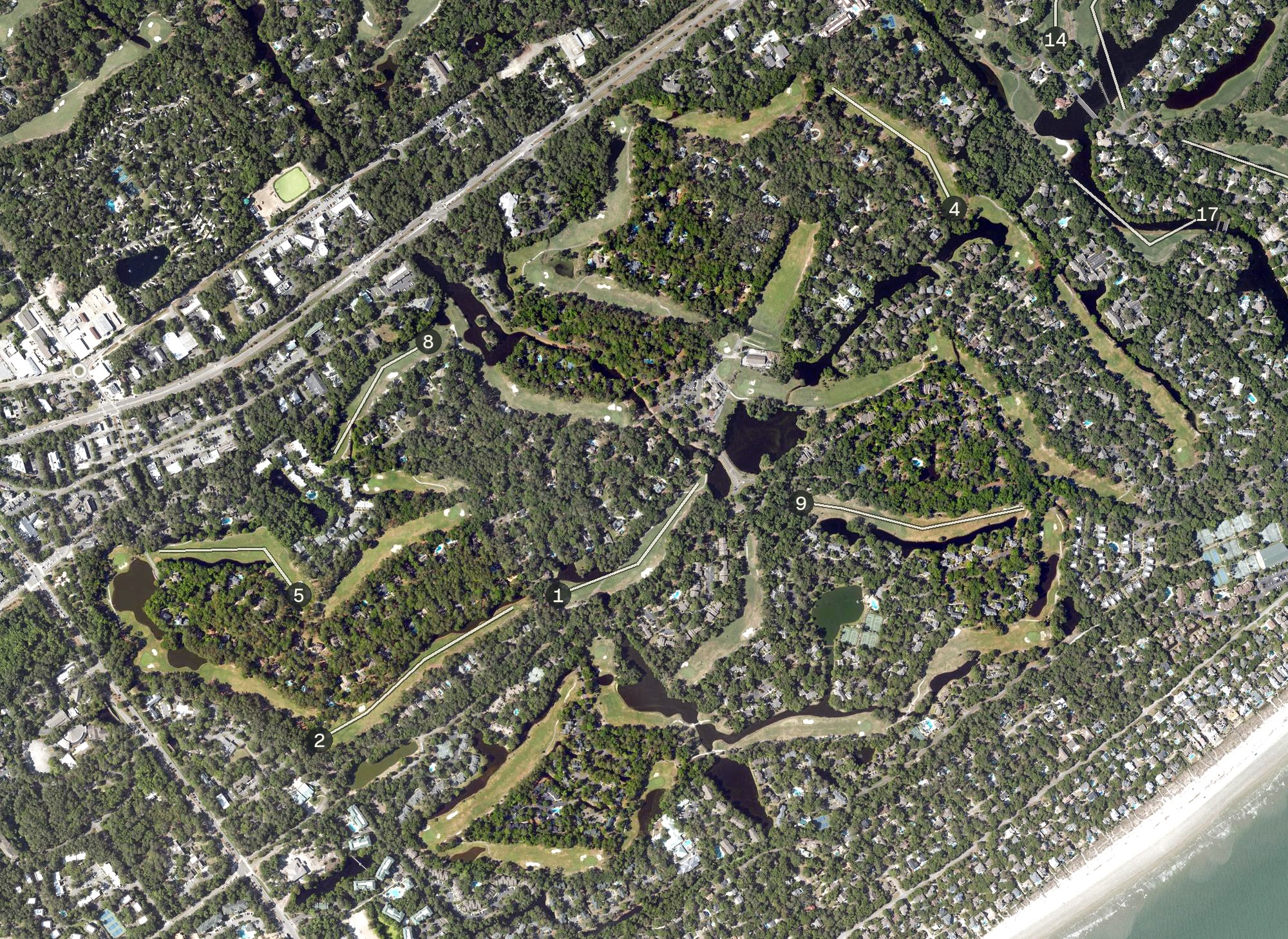 Aerial view of Shipyard Golf Club, SC