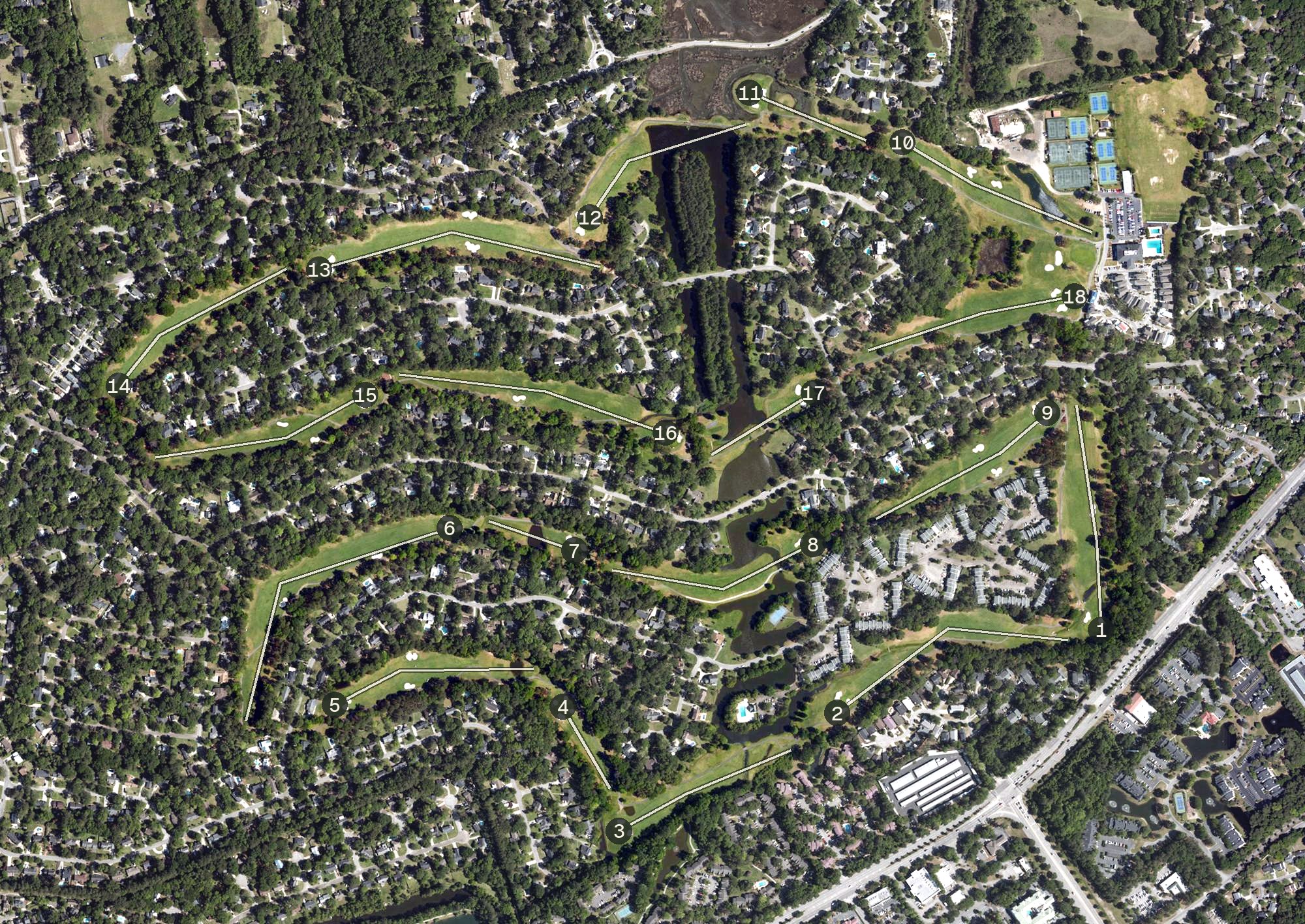 Aerial view of Snee Farm Country Club, SC