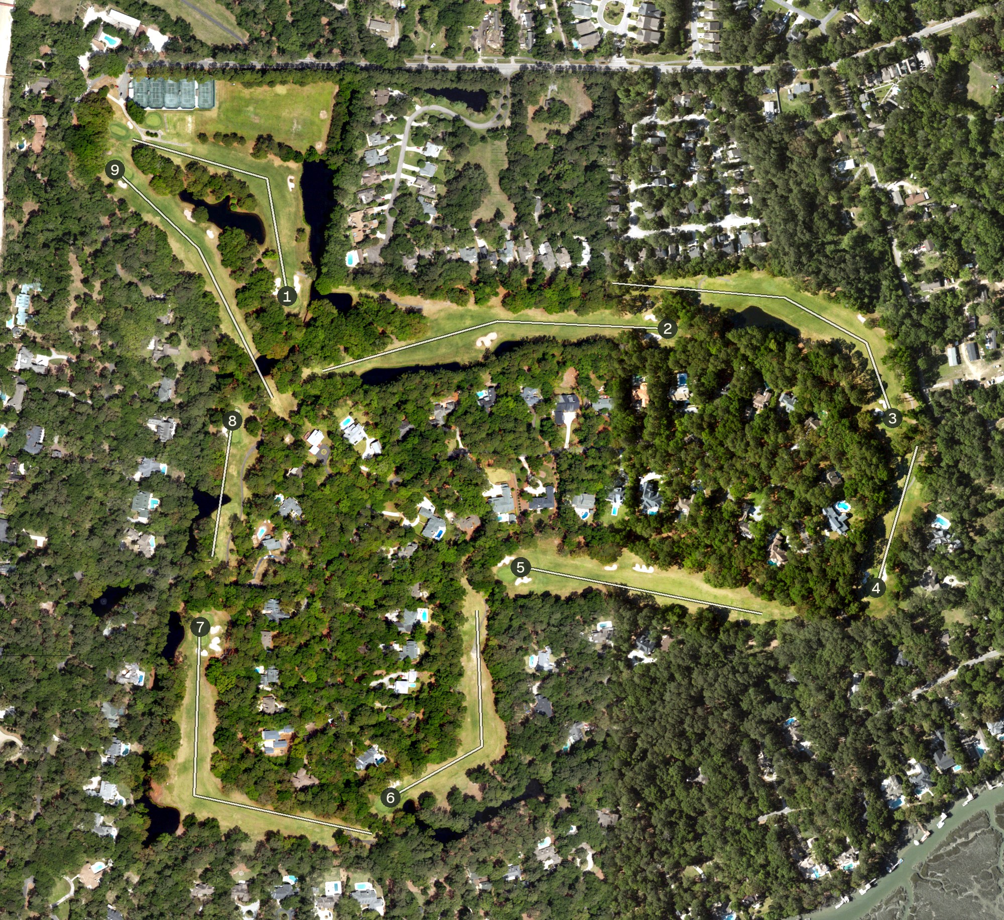 Aerial view of Spanish Wells Golf Club, SC