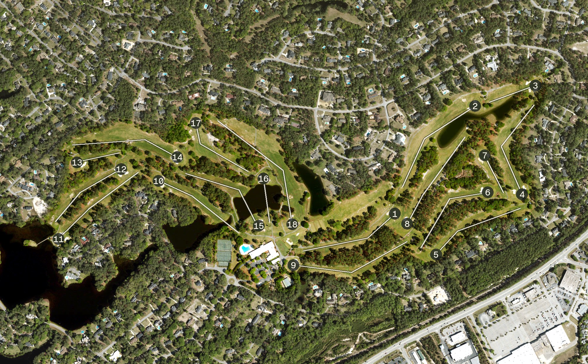 Aerial view of Spring Valley Country Club, SC
